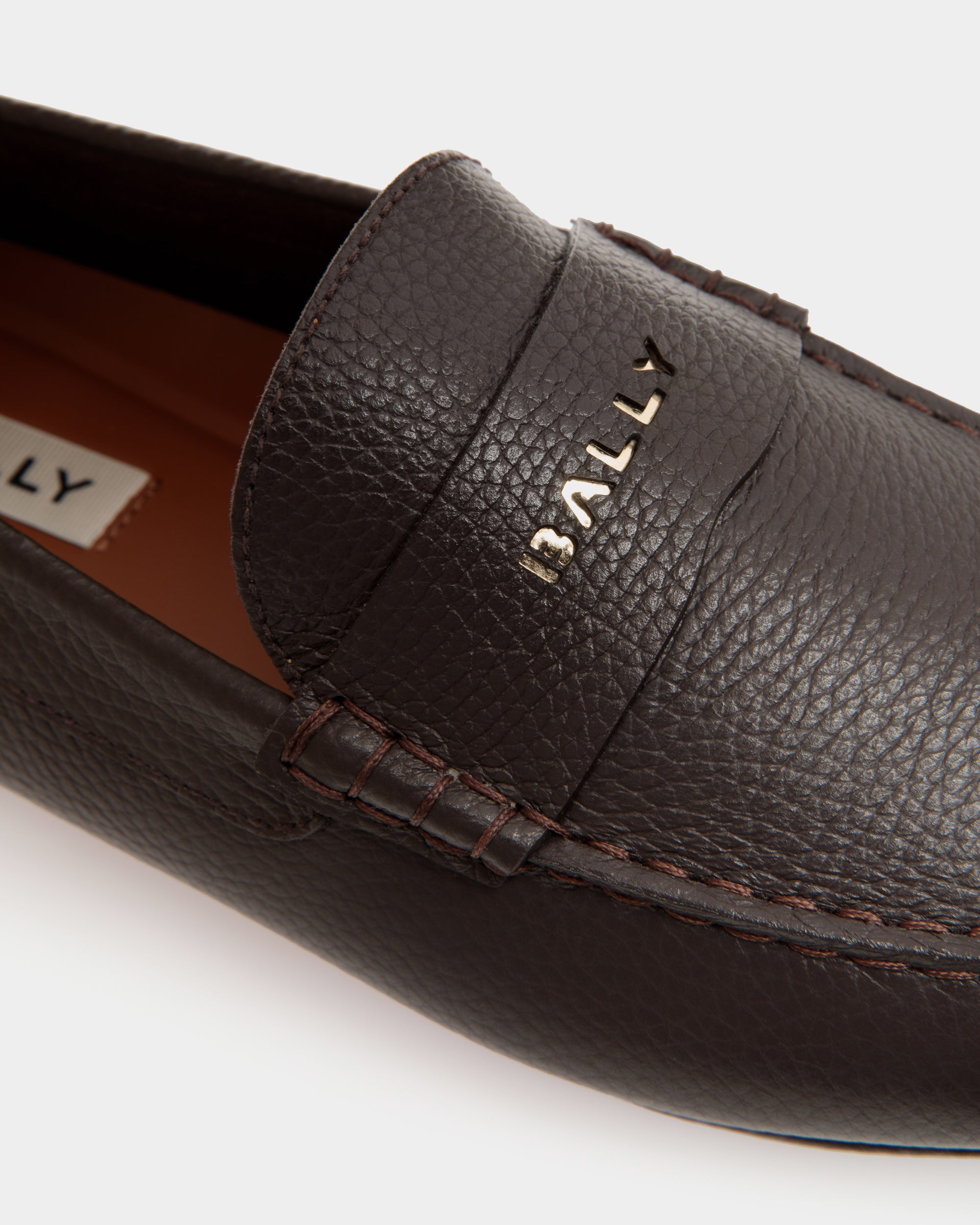 Bally Kelys-U Grained Leather Loafers-in-Brown-5-Bally Outlet