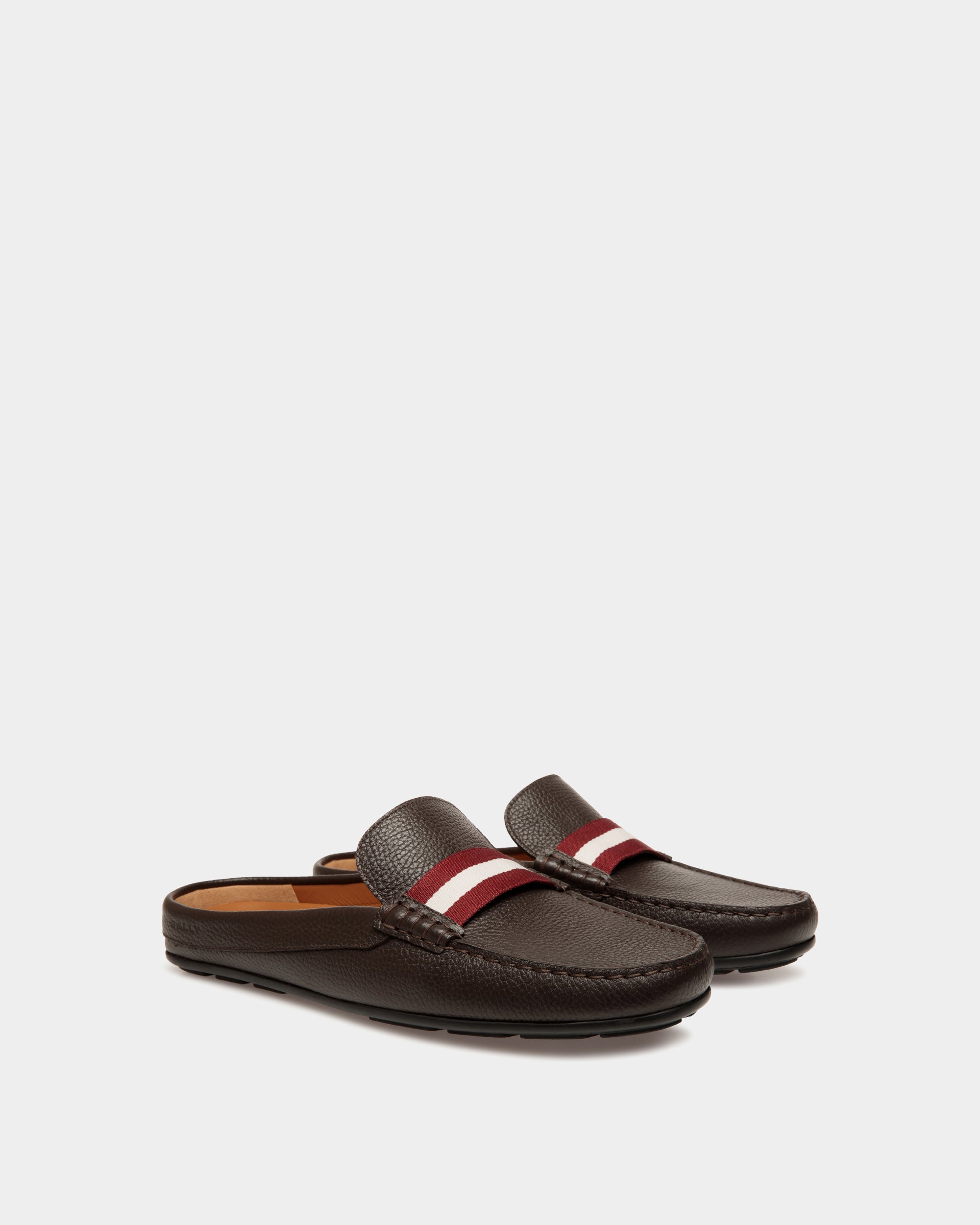 Bally Clay Driver in Brown Ebano Grained Leather-in-Brown-2-Bally Outlet
