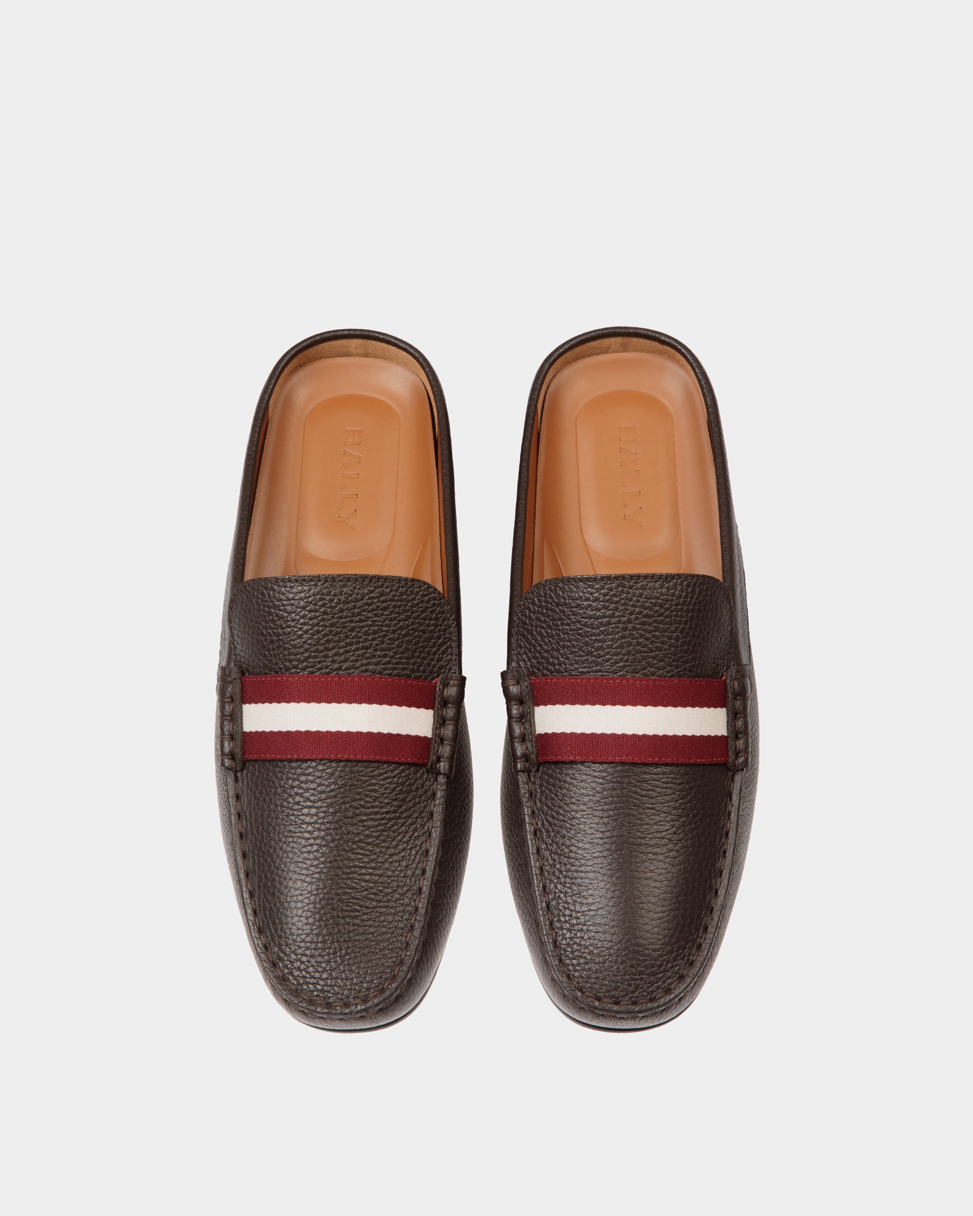 Bally Clay Driver in Brown Ebano Grained Leather-in-Brown-4-Bally Outlet