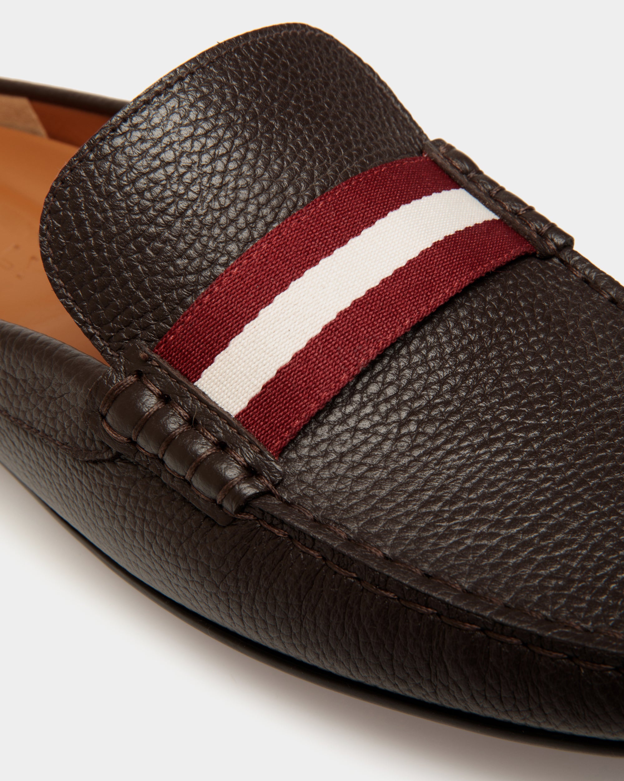 Bally Clay Driver in Brown Ebano Grained Leather-in-Brown-5-Bally Outlet