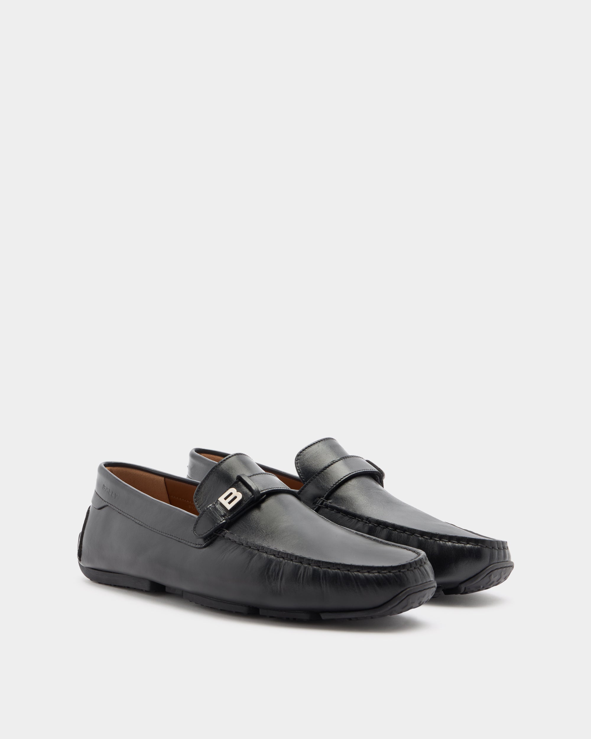 Bally Pilot Driver in Black Leather-in-Black-1-Bally Outlet