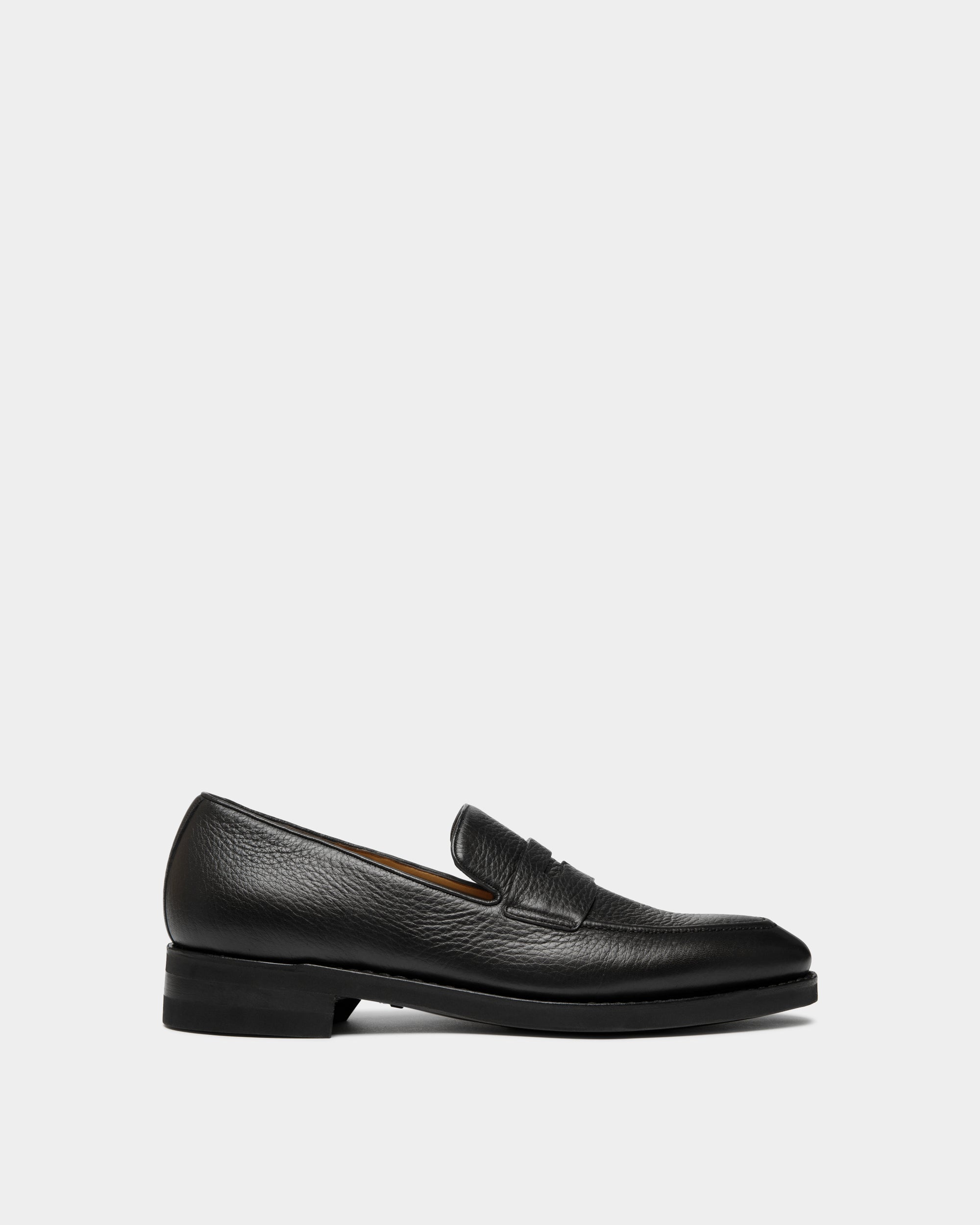 Bally Scribe Un Loafer in Black Deer Leather-in-Black-2-Bally Outlet