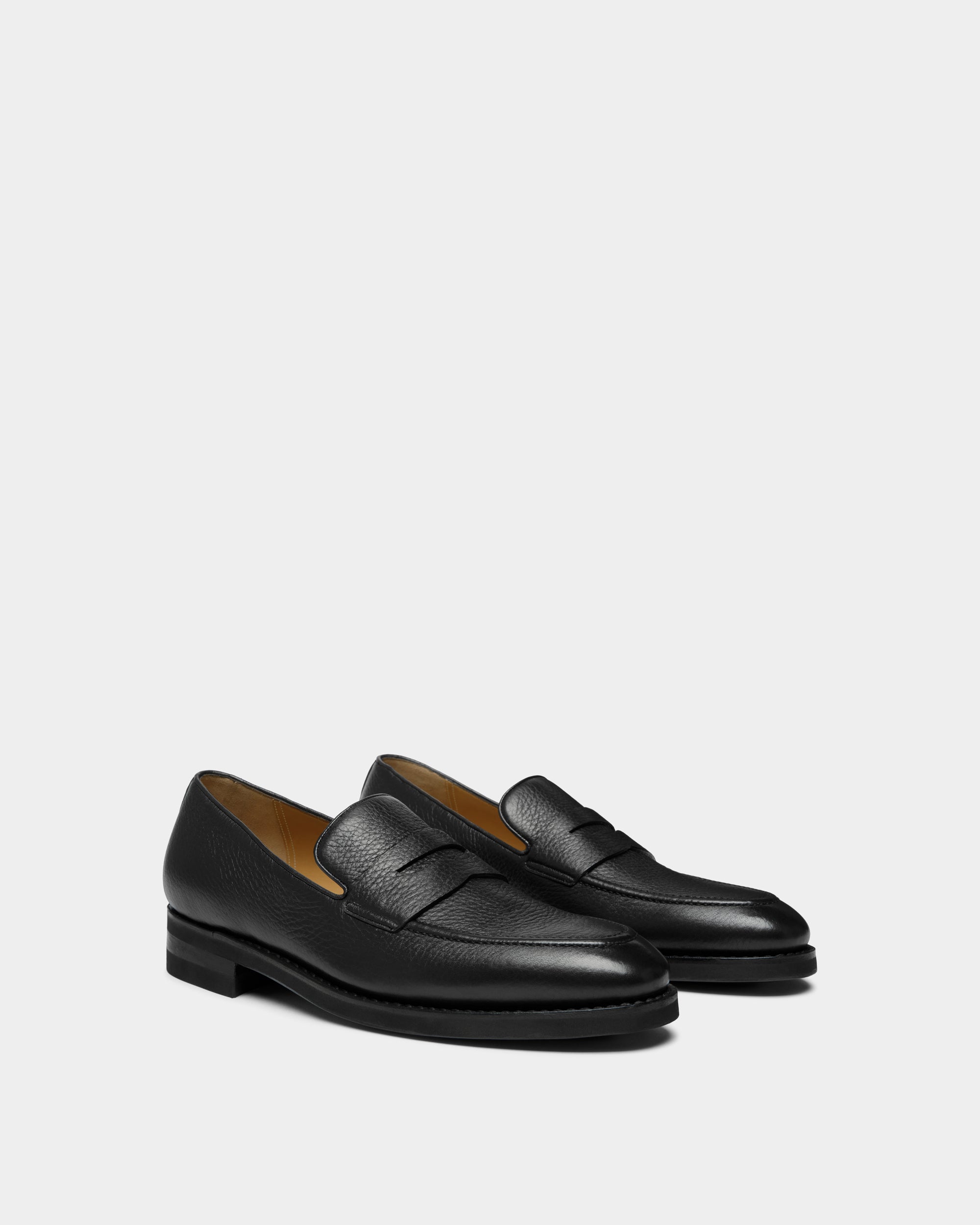 Bally Scribe Un Loafer in Black Deer Leather-in-Black-1-Bally Outlet