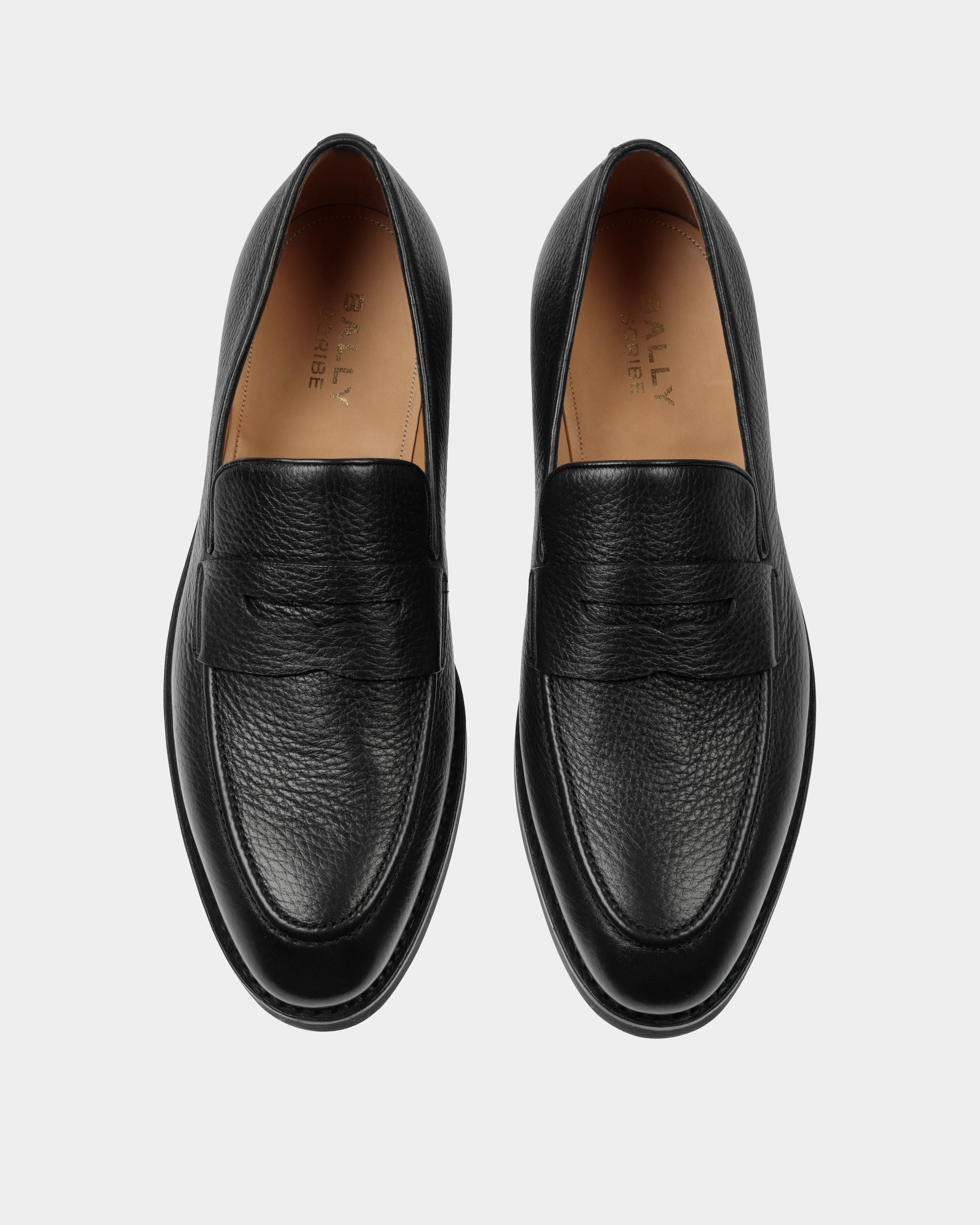 Bally Scribe Un Loafer in Black Deer Leather-in-Black-4-Bally Outlet