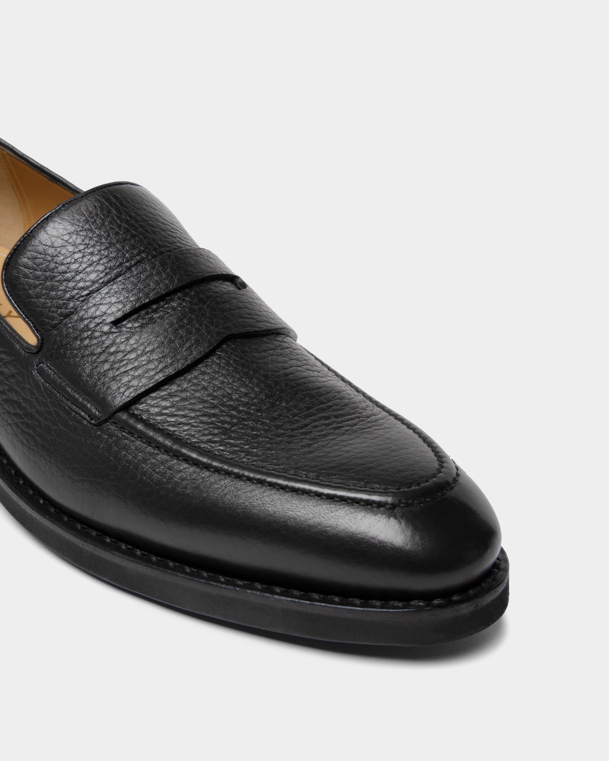 Bally Scribe Un Loafer in Black Deer Leather-in-Black-5-Bally Outlet
