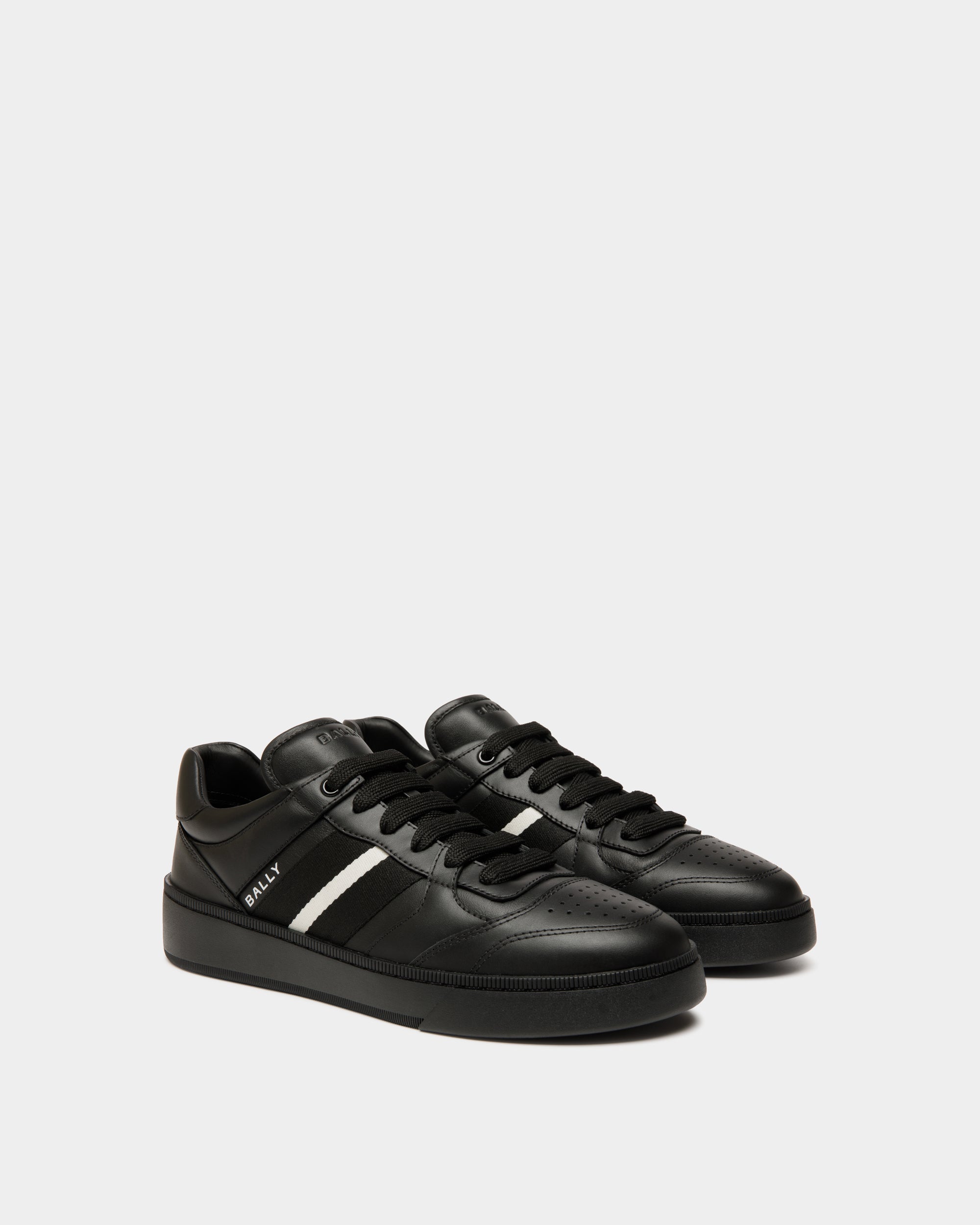 Bally Raise Sneaker in Black Leather-in-Black and White-1-Bally Outlet