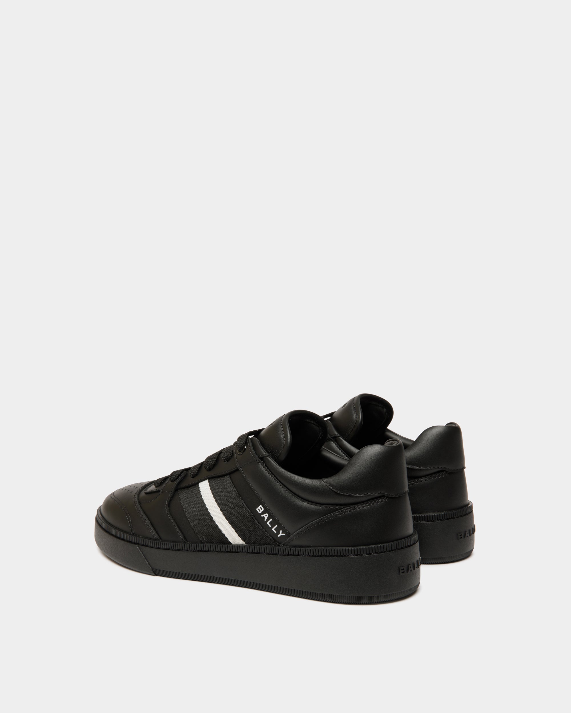 Bally Raise Sneaker in Black Leather-in-Black and White-3-Bally Outlet