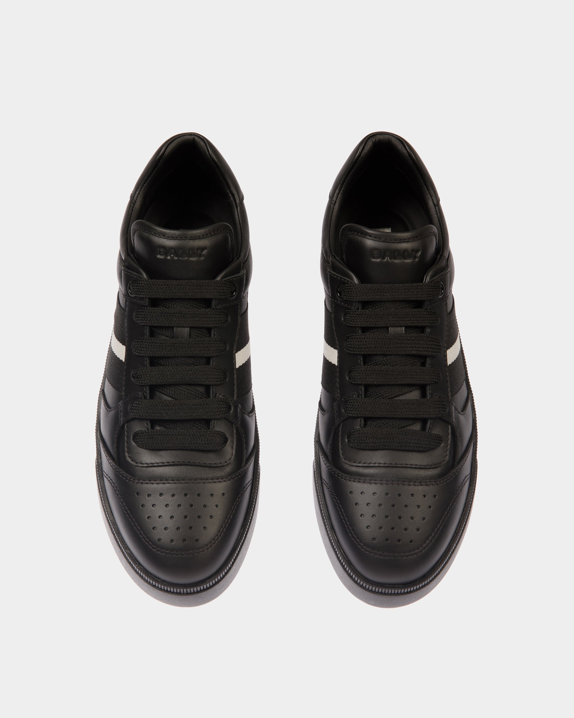 Bally Raise Sneaker in Black Leather-in-Black and White-4-Bally Outlet