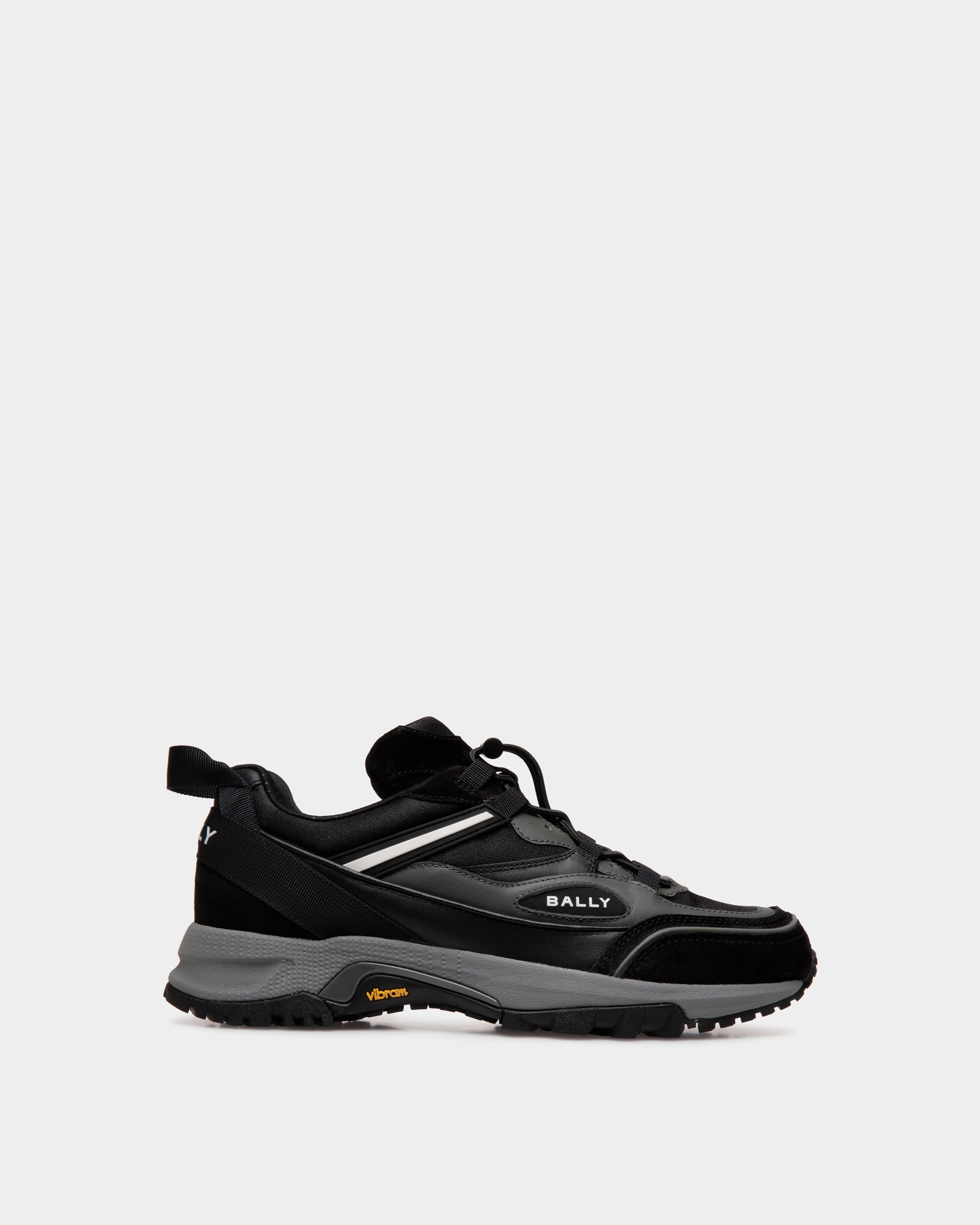 Bally Faster Sneaker in Black Leather and Nylon-in-Black-1-Bally Outlet