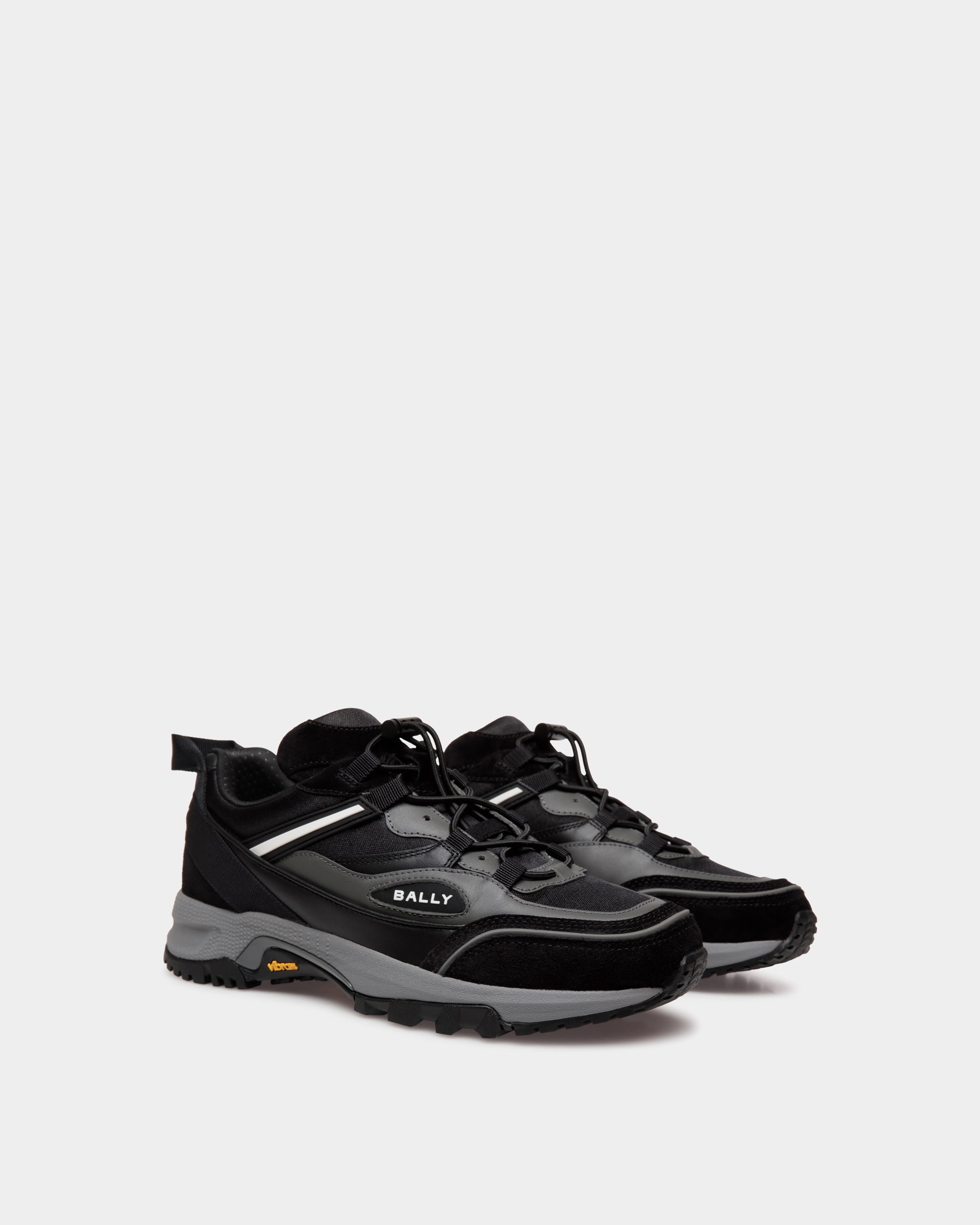 Bally Faster Sneaker in Black Leather and Nylon-in-Black-2-Bally Outlet