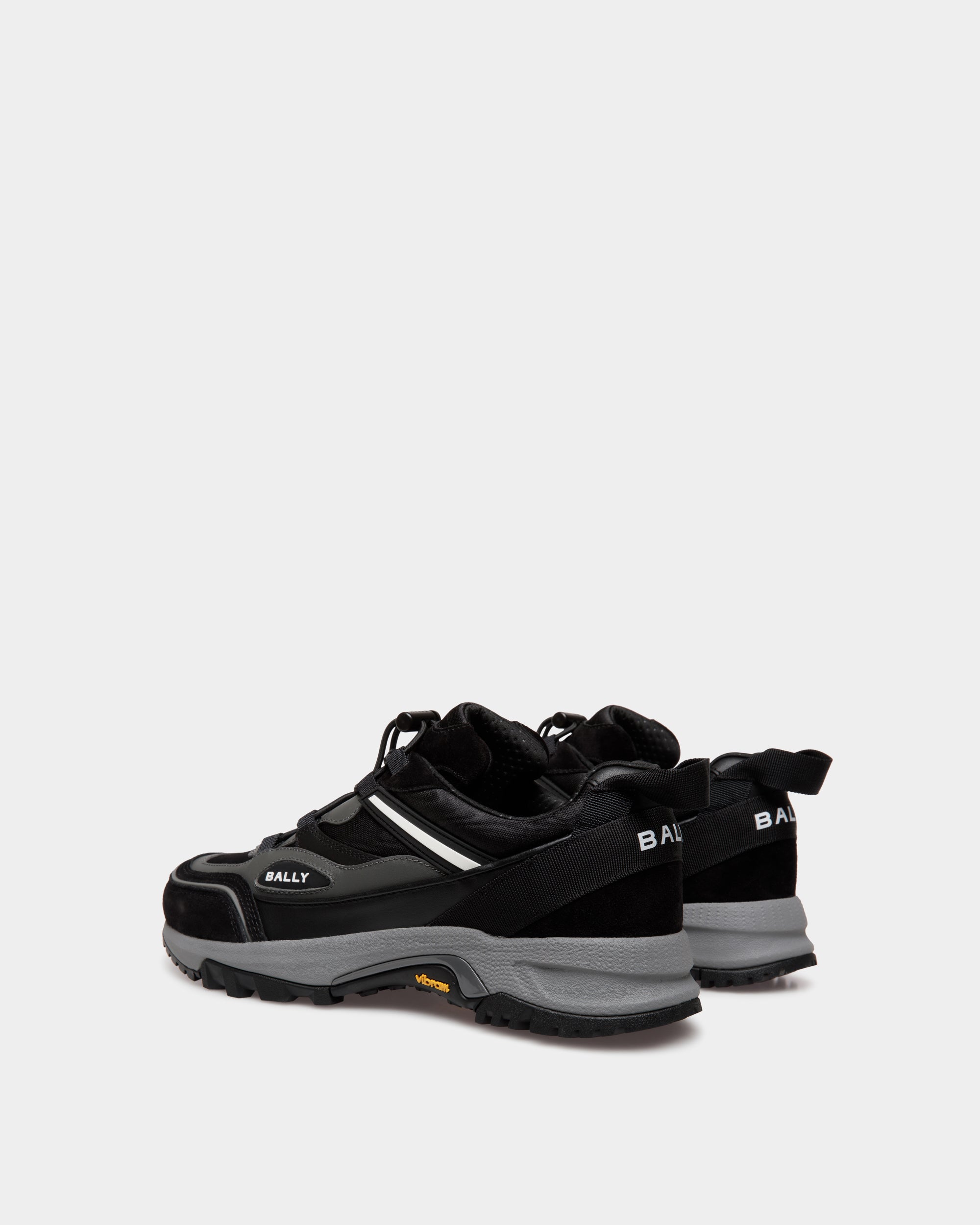 Bally Faster Sneaker in Black Leather and Nylon-in-Black-3-Bally Outlet