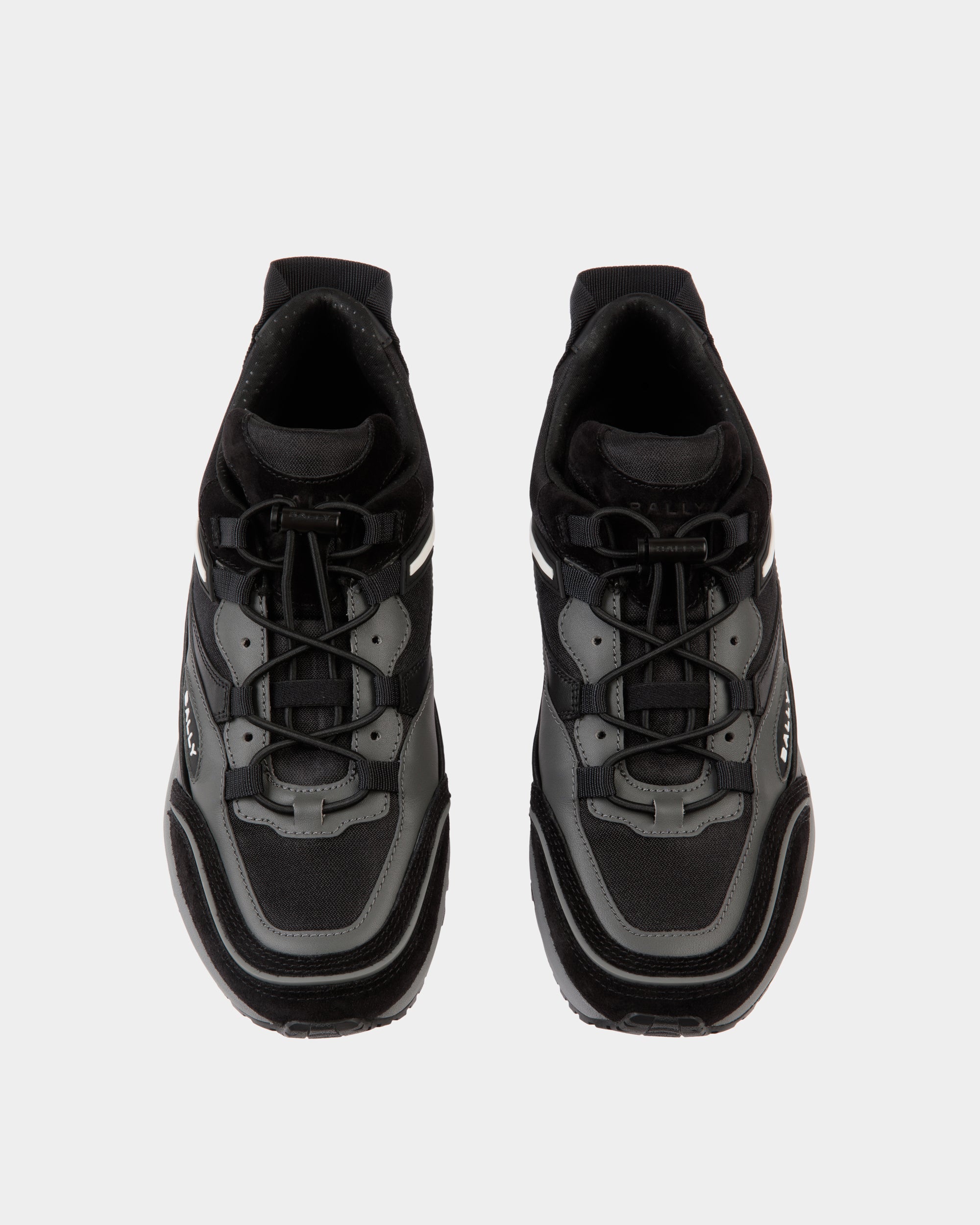 Bally Faster Sneaker in Black Leather and Nylon-in-Black-4-Bally Outlet