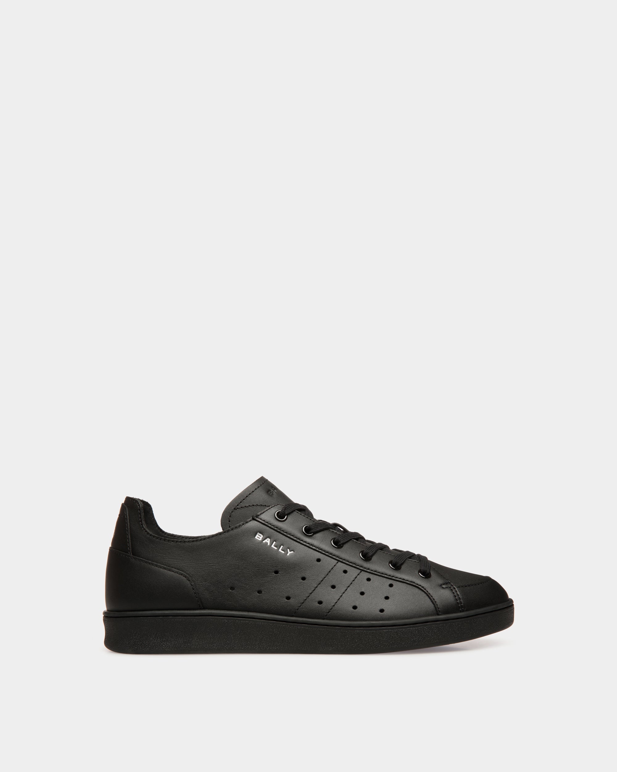Bally Tennis Sneaker in Black Leather-in-Black-2-Bally Outlet