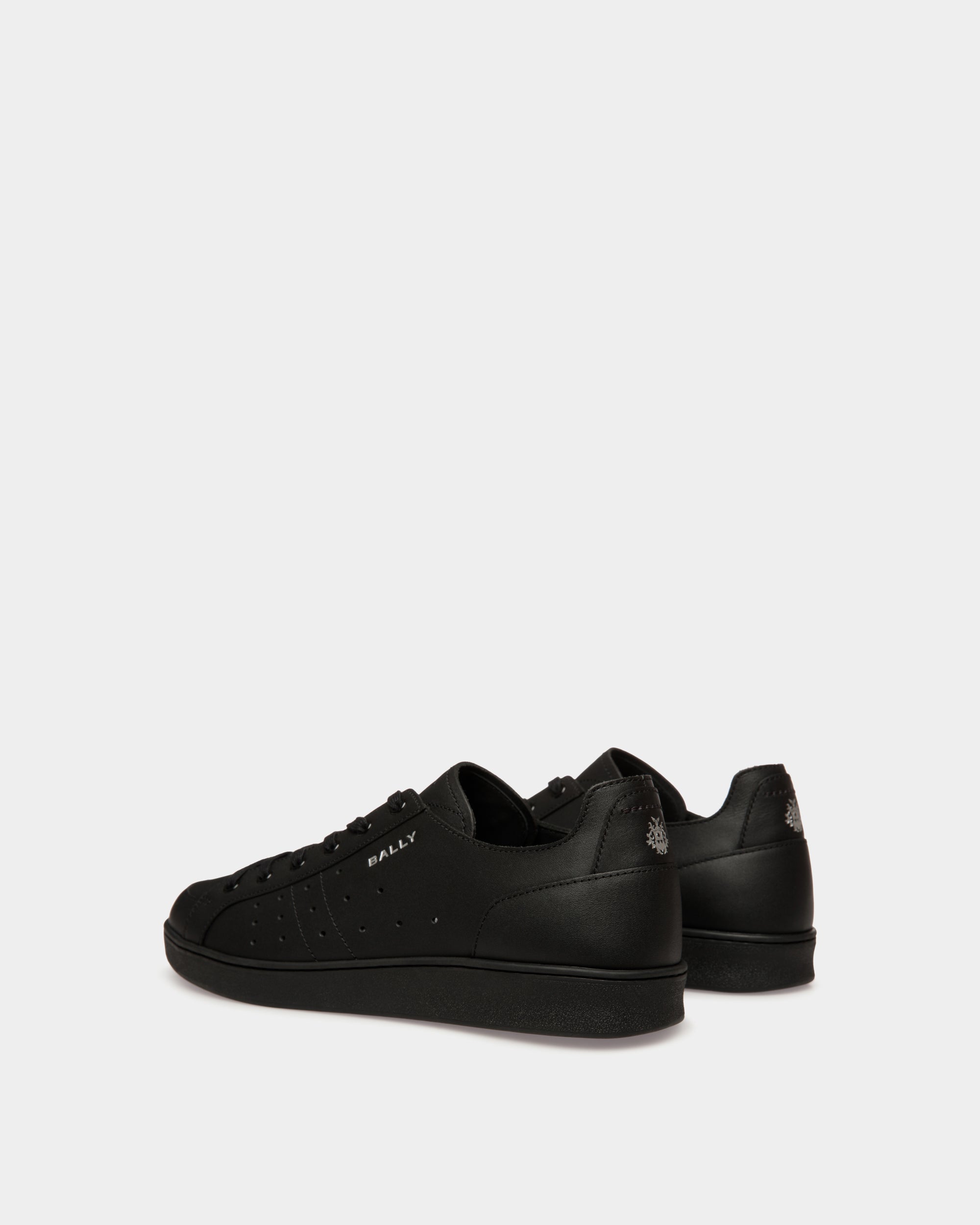 Bally Tennis Sneaker in Black Leather-in-Black-3-Bally Outlet