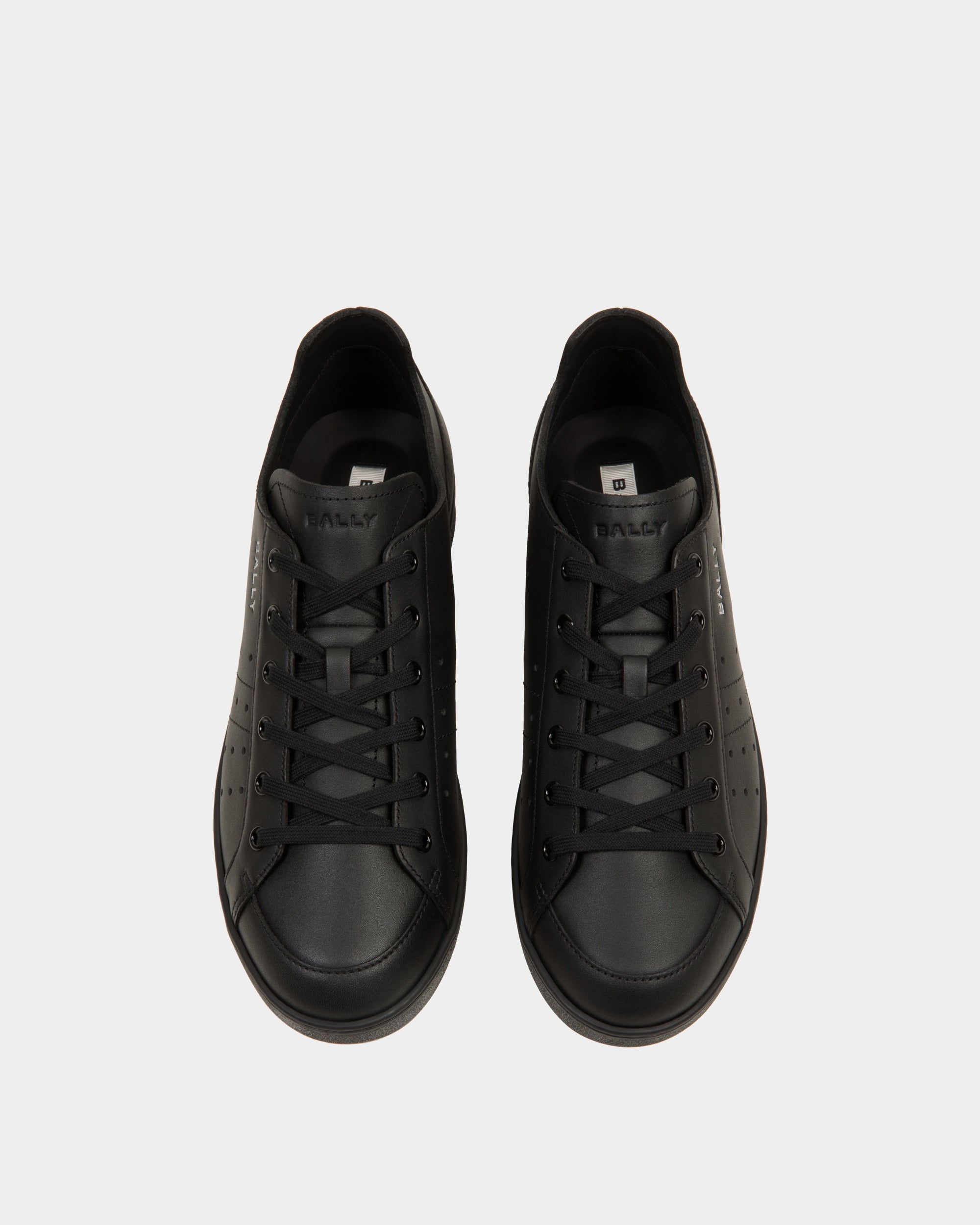 Bally Tennis Sneaker in Black Leather-in-Black-4-Bally Outlet