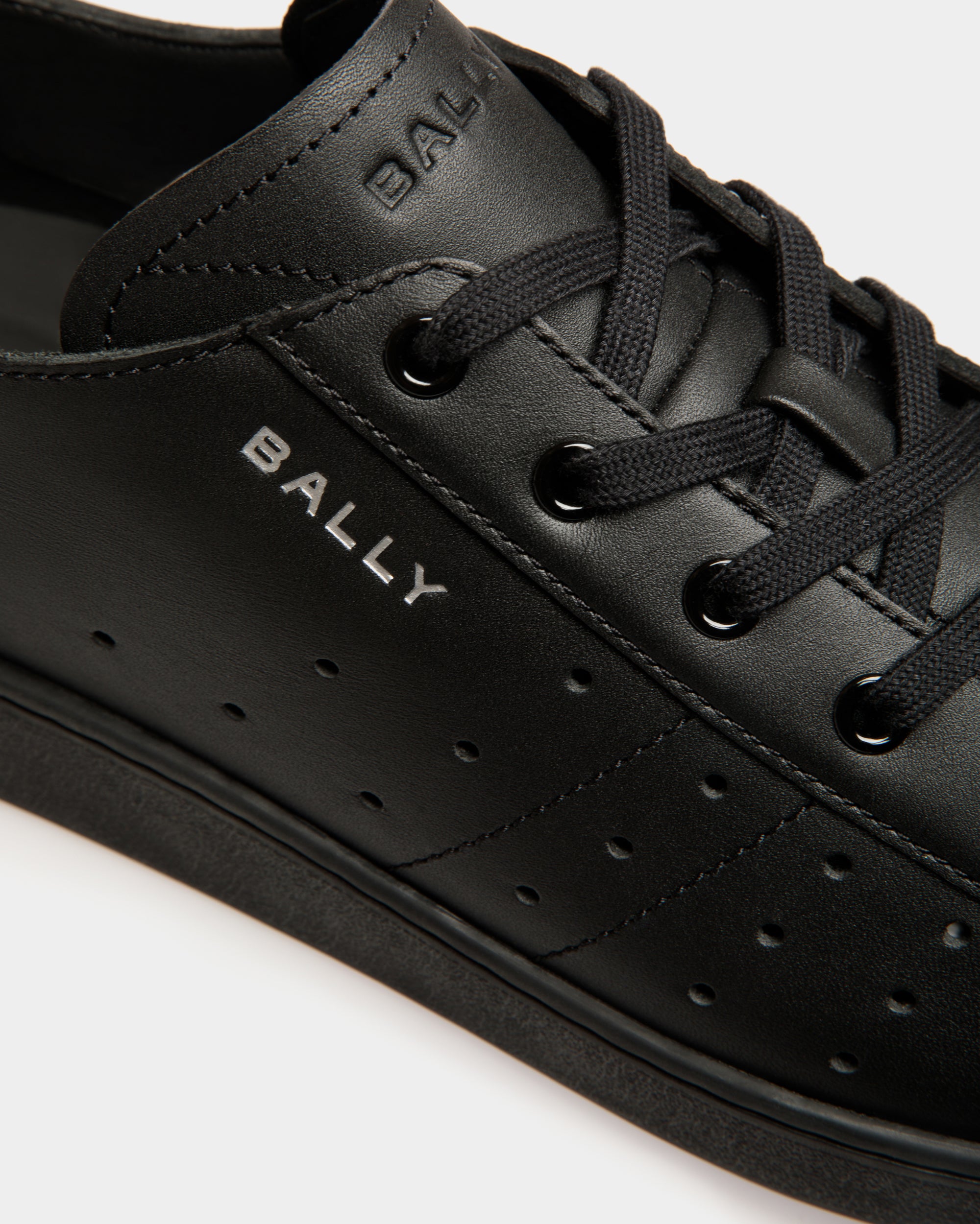 Bally Tennis Sneaker in Black Leather-in-Black-5-Bally Outlet