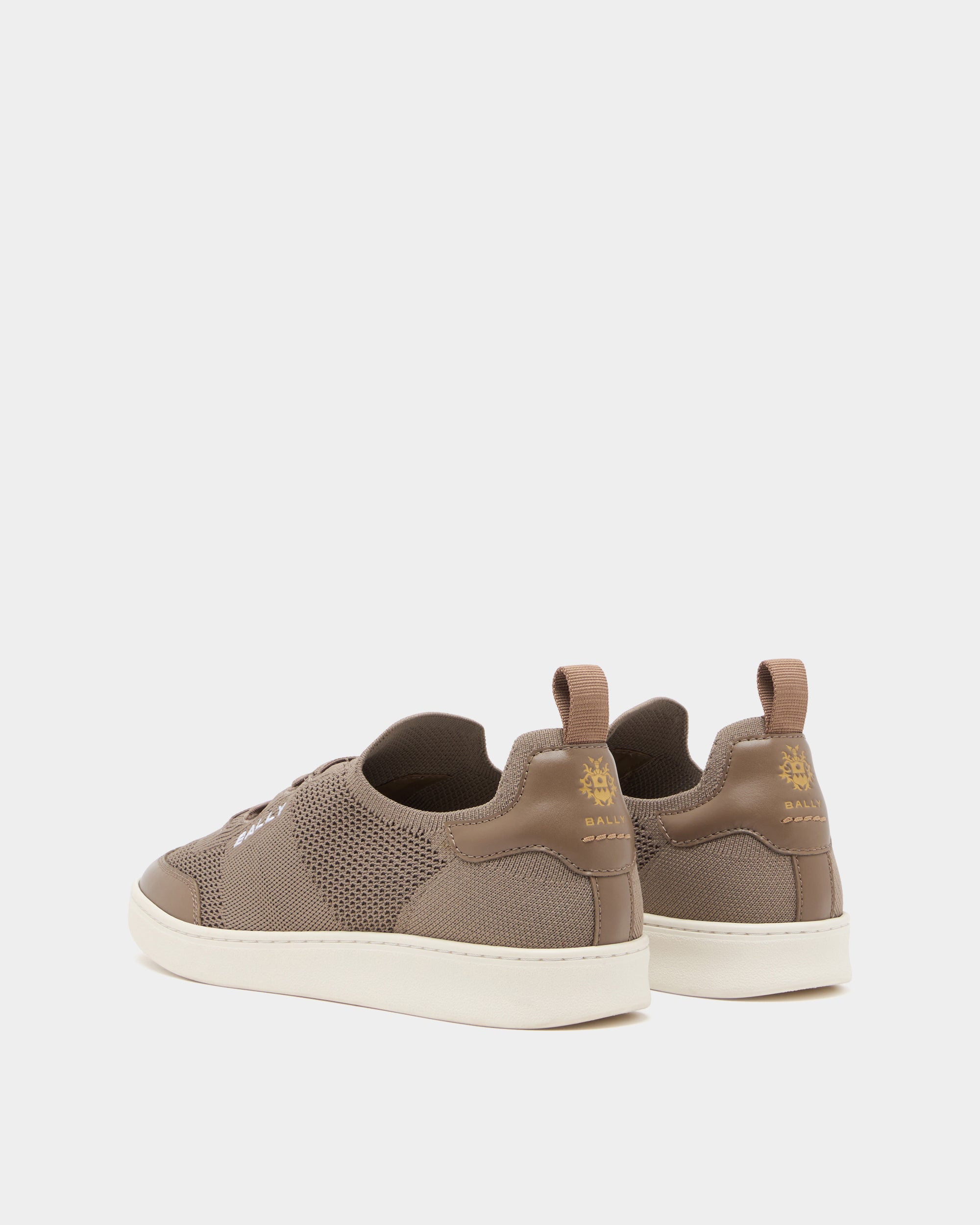 Bally Tennis Sneaker in Taupe Fabric-in-Brown-3-Bally Outlet