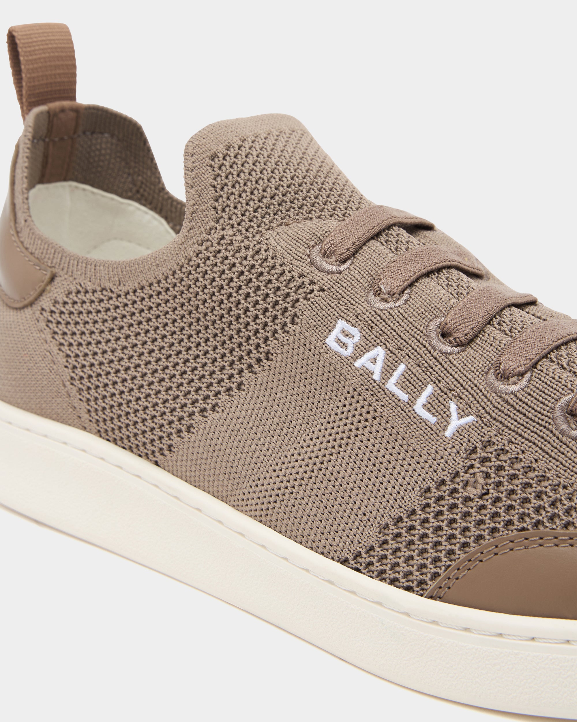 Bally Tennis Sneaker in Taupe Fabric-in-Brown-5-Bally Outlet