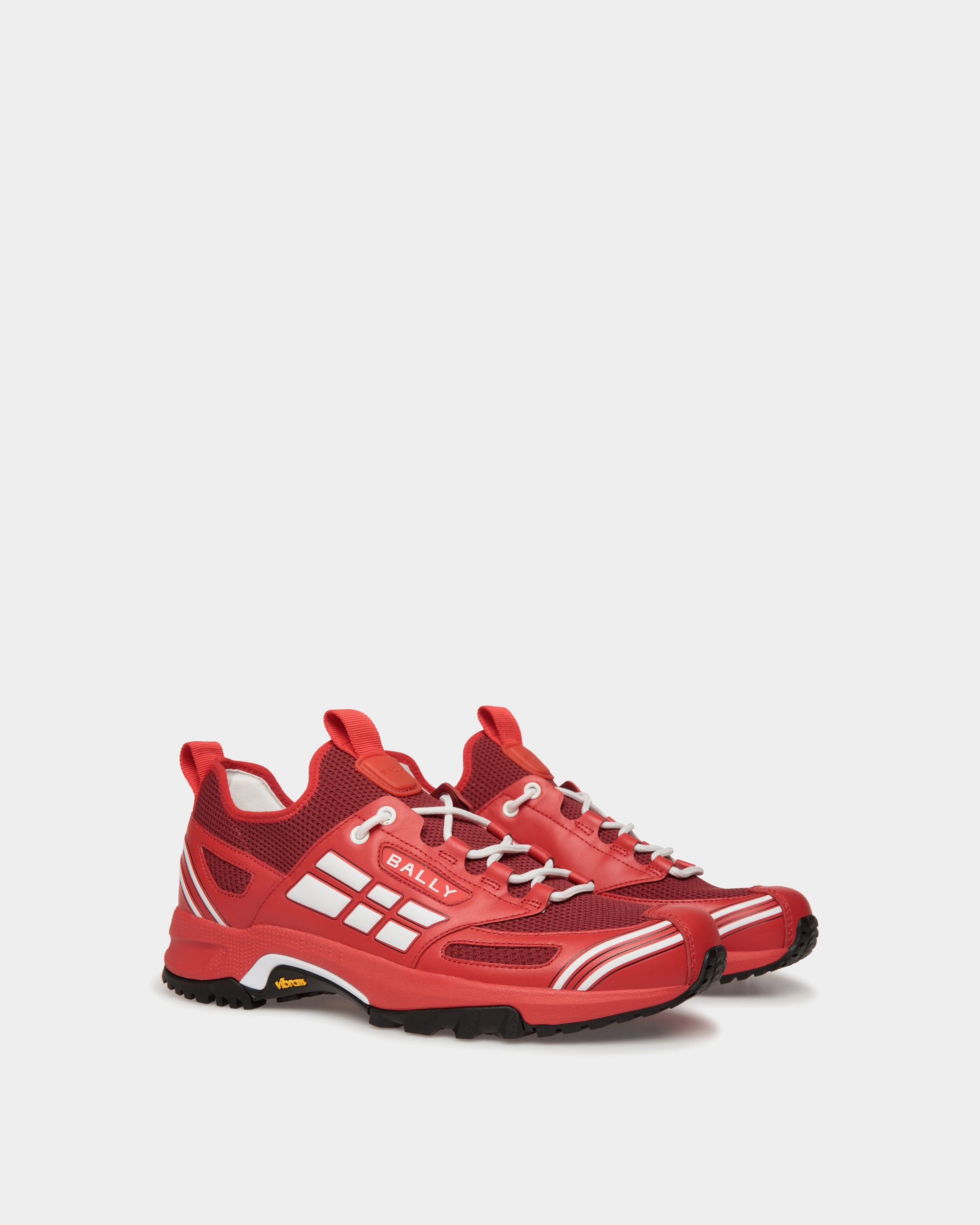 Bally Faster Sneaker in Red Leather and Knit-in-Red-2-Bally Outlet