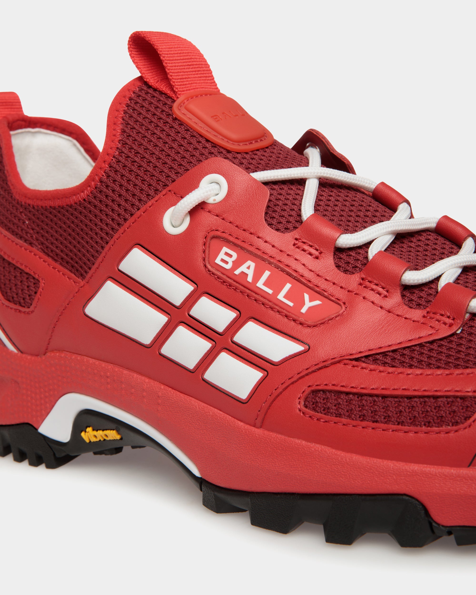 Bally Faster Sneaker in Red Leather and Knit-in-Red-5-Bally Outlet