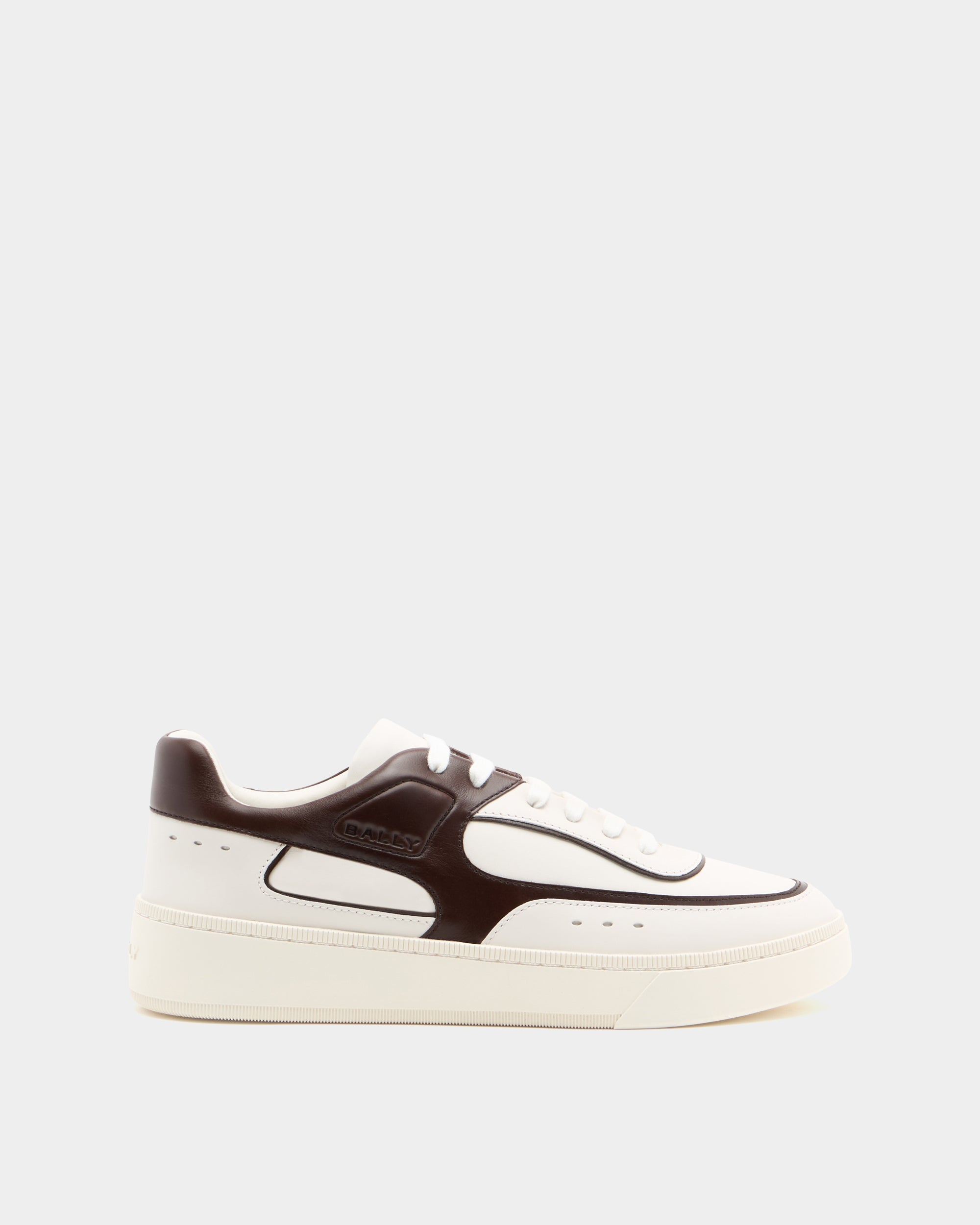 Bally Raise Sneaker in White and Brown Leather-in-White-1-Bally Outlet