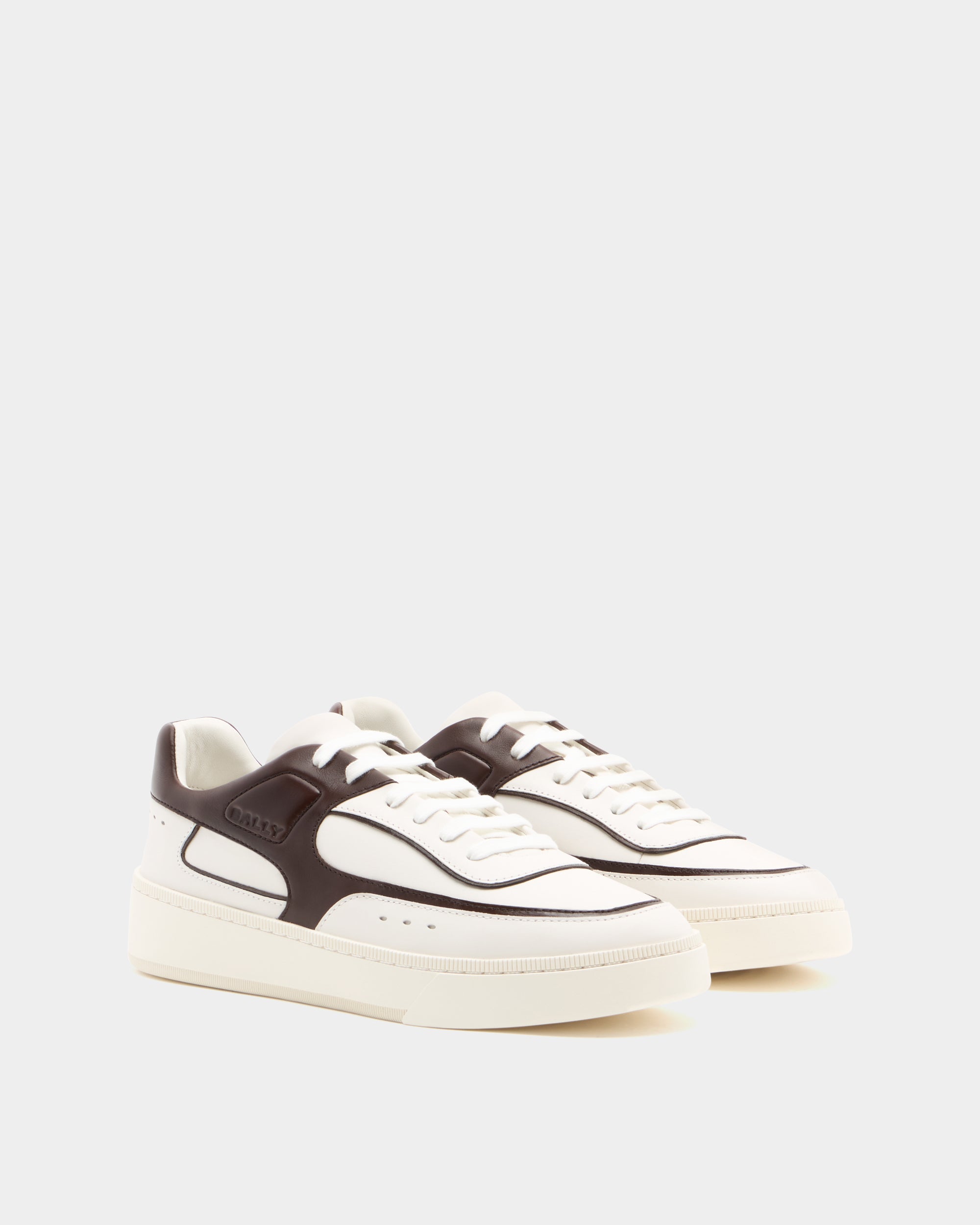 Bally Raise Sneaker in White and Brown Leather-in-White-2-Bally Outlet
