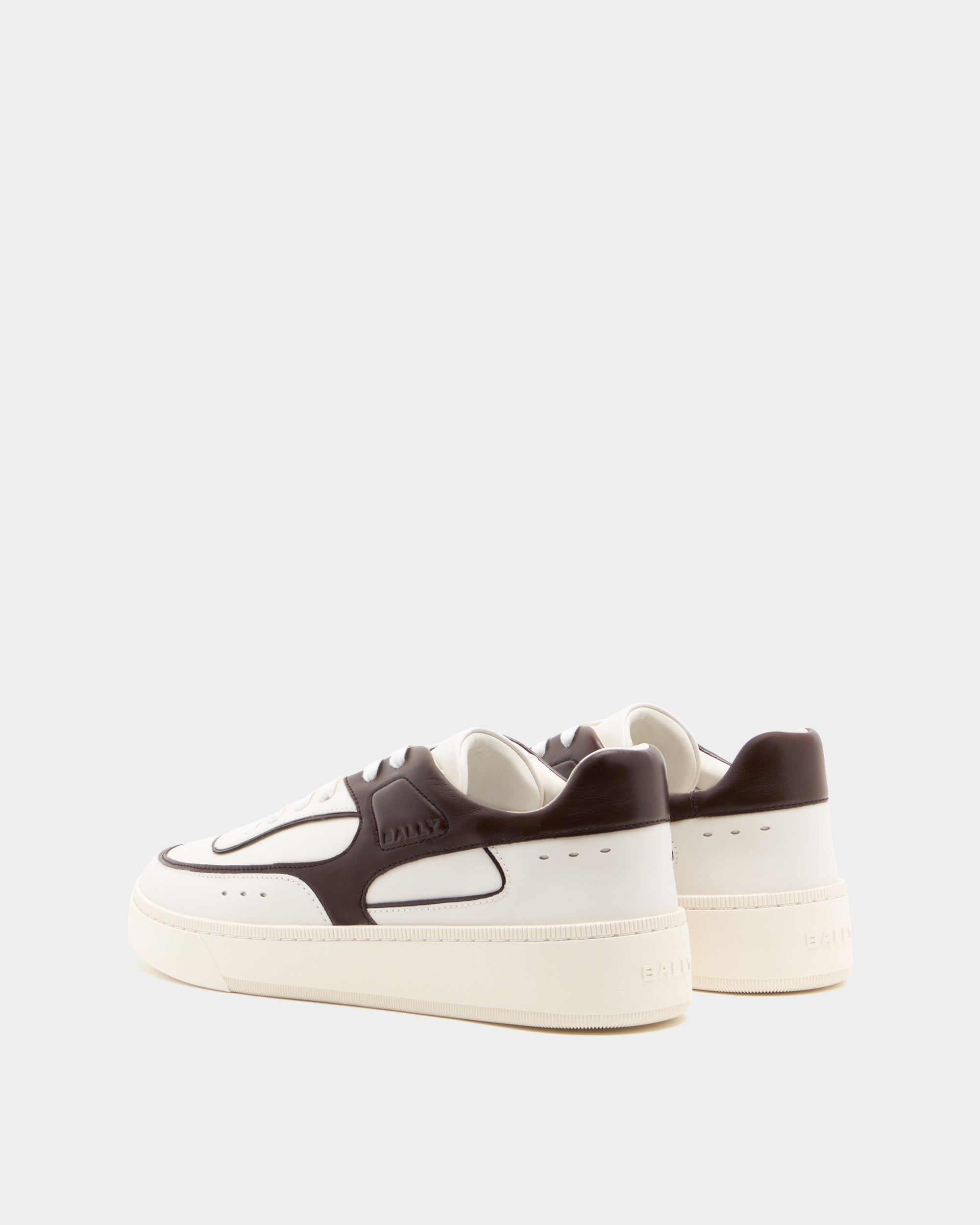 Bally Raise Sneaker in White and Brown Leather-in-White-3-Bally Outlet
