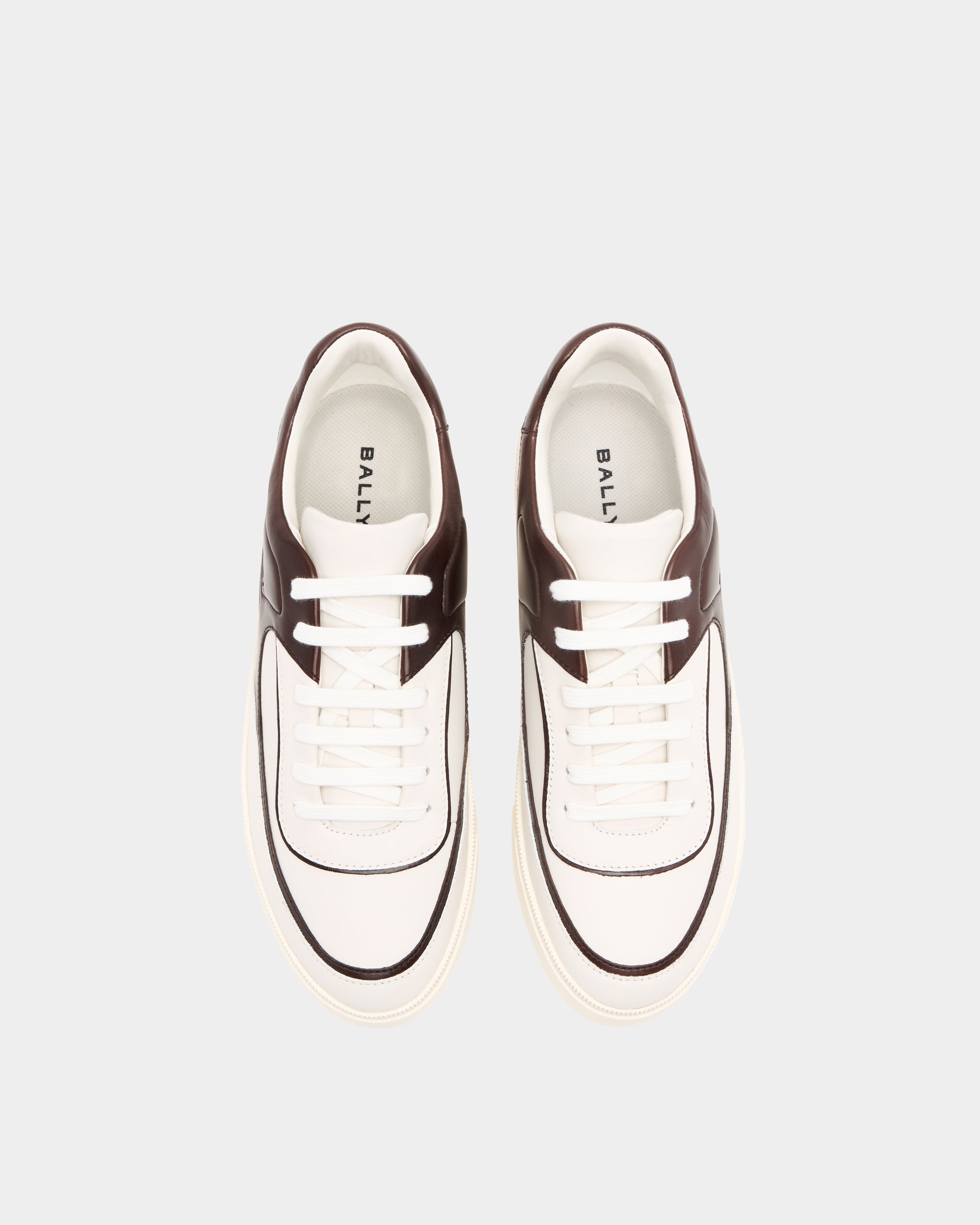 Bally Raise Sneaker in White and Brown Leather-in-White-4-Bally Outlet