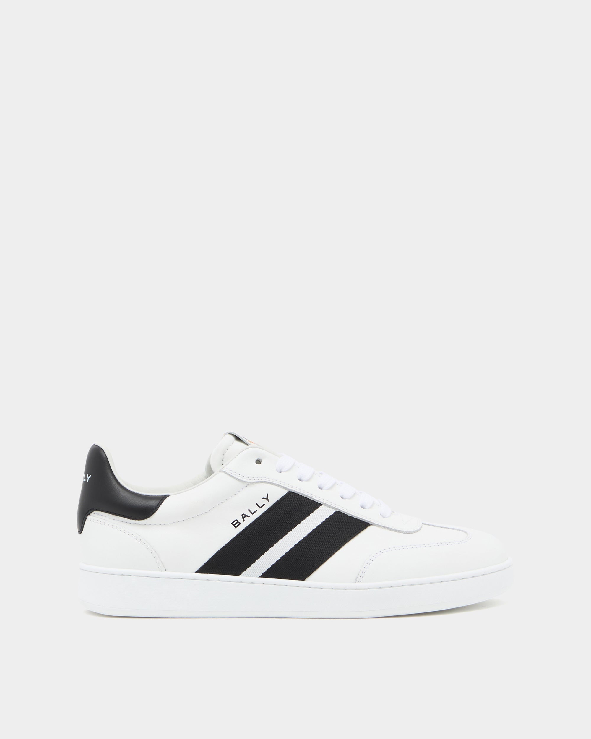 Bally Retro Crest Sneaker in White Leather-in-White and Black-2-Bally Outlet