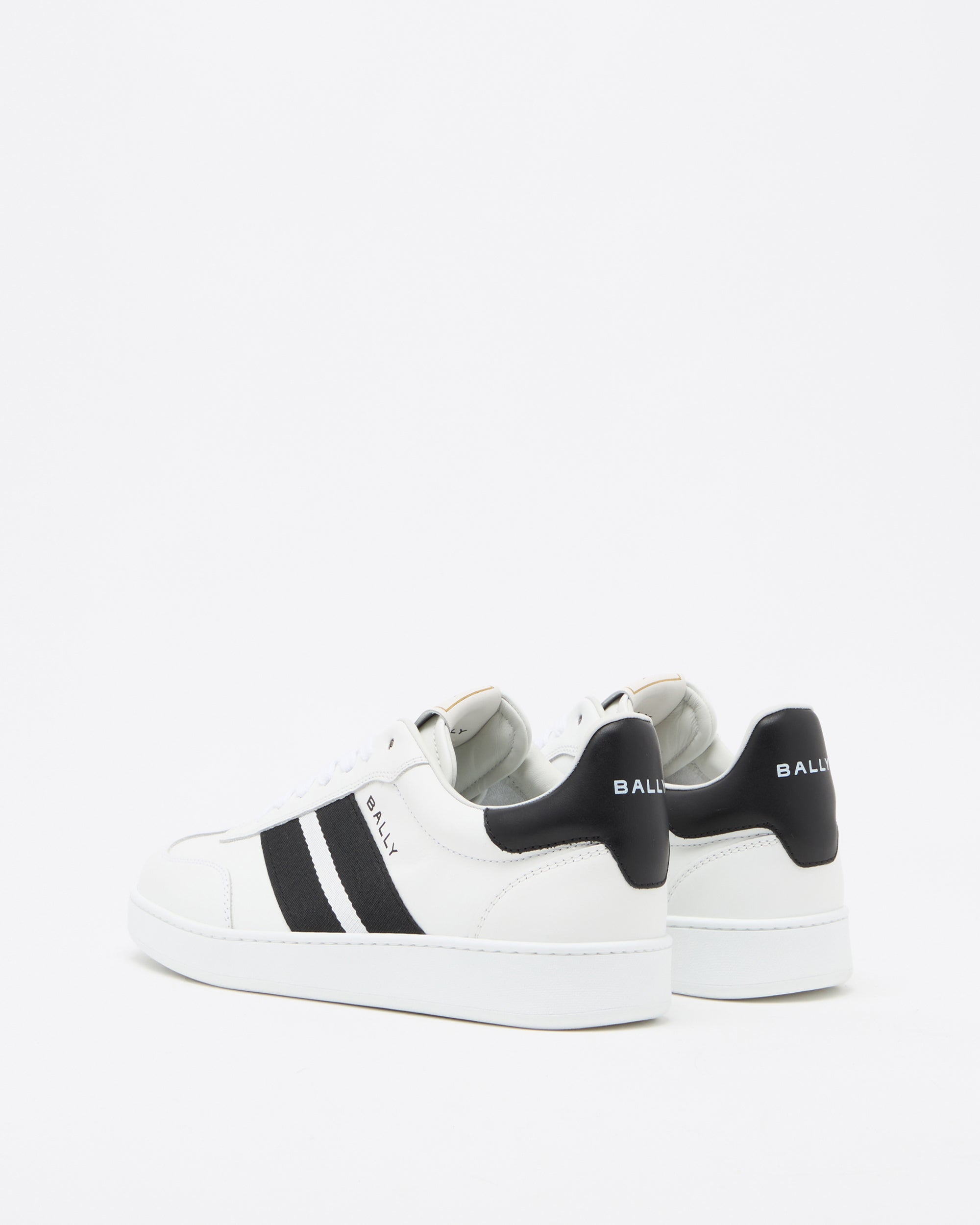 Bally Retro Crest Sneaker in White Leather-in-White and Black-3-Bally Outlet