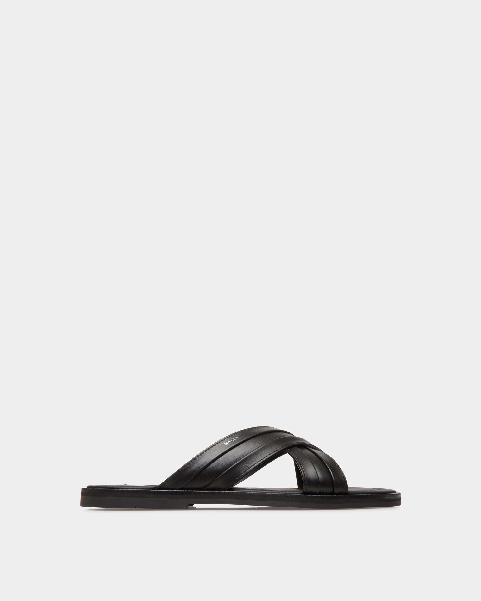 Bally Glide Sandal in Black Leather-in-Black-1-Bally Outlet