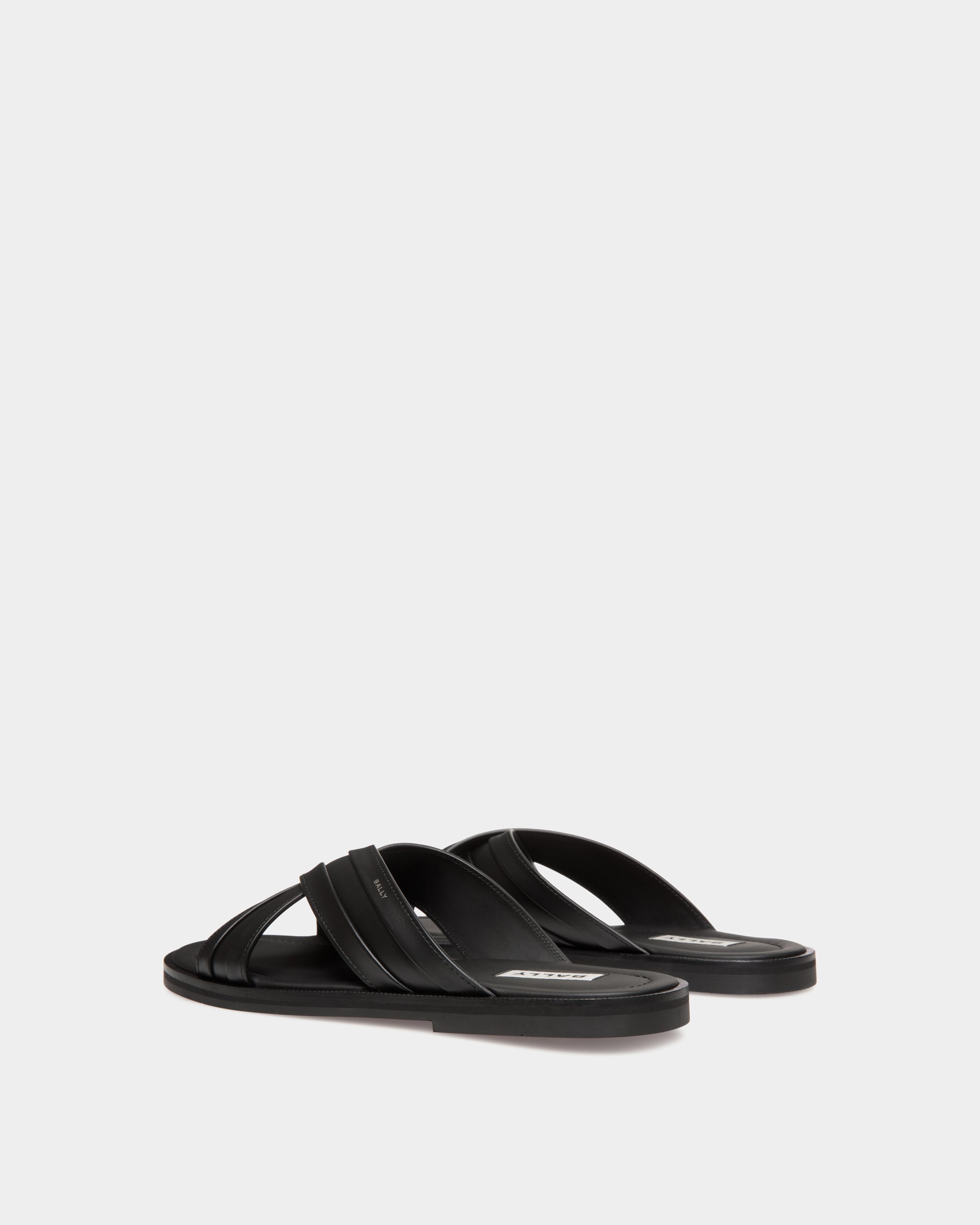 Bally Glide Sandal in Black Leather-in-Black-3-Bally Outlet