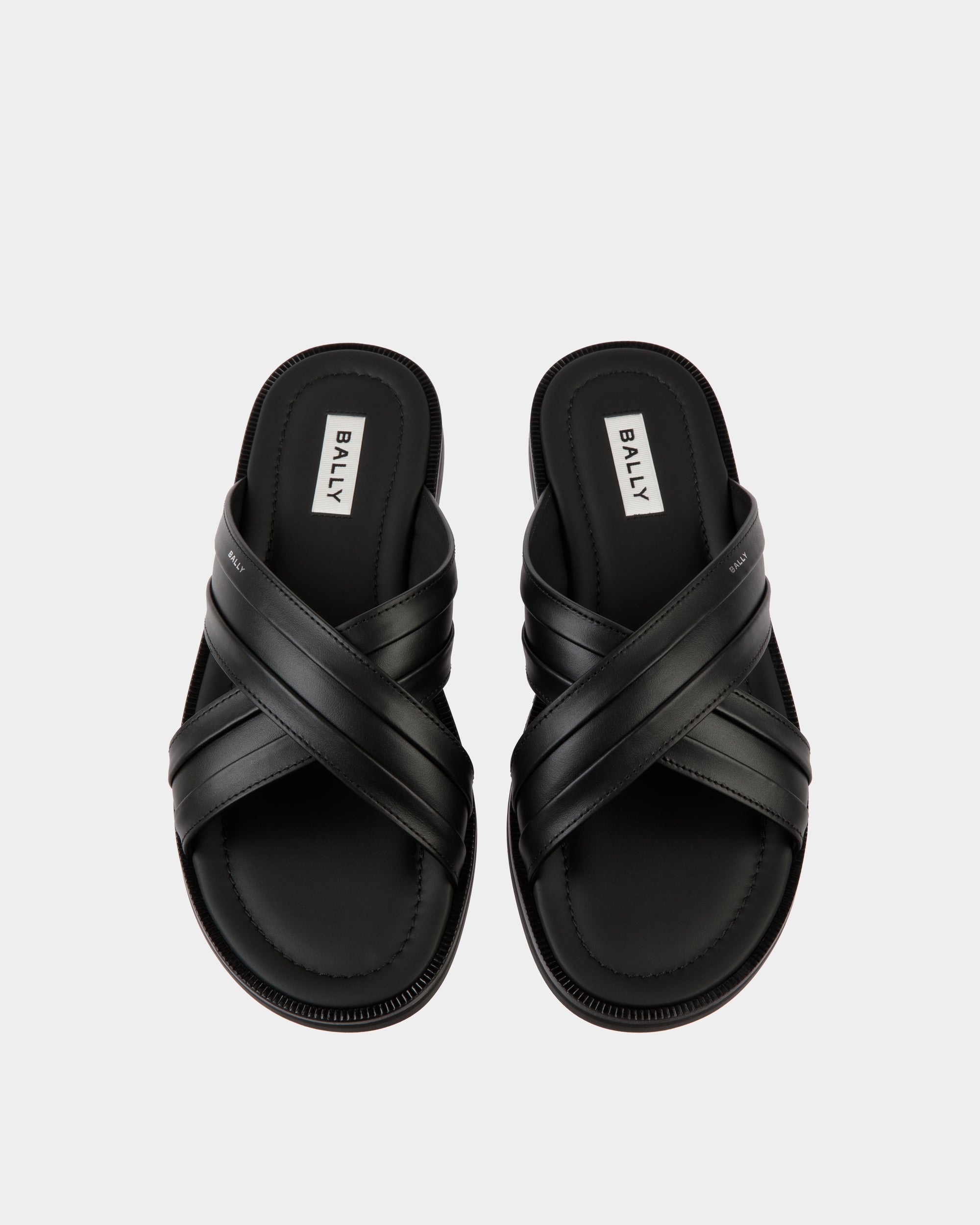 Bally Glide Sandal in Black Leather-in-Black-4-Bally Outlet