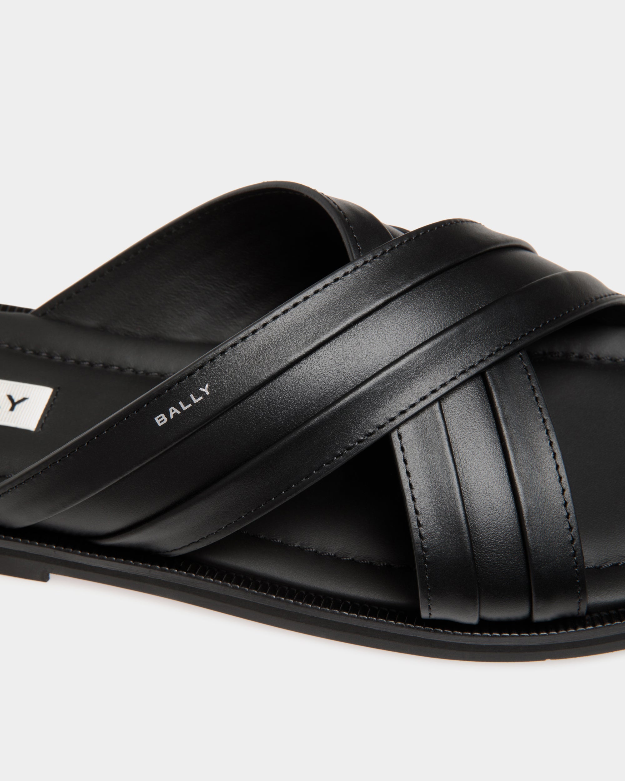 Bally Glide Sandal in Black Leather-in-Black-5-Bally Outlet