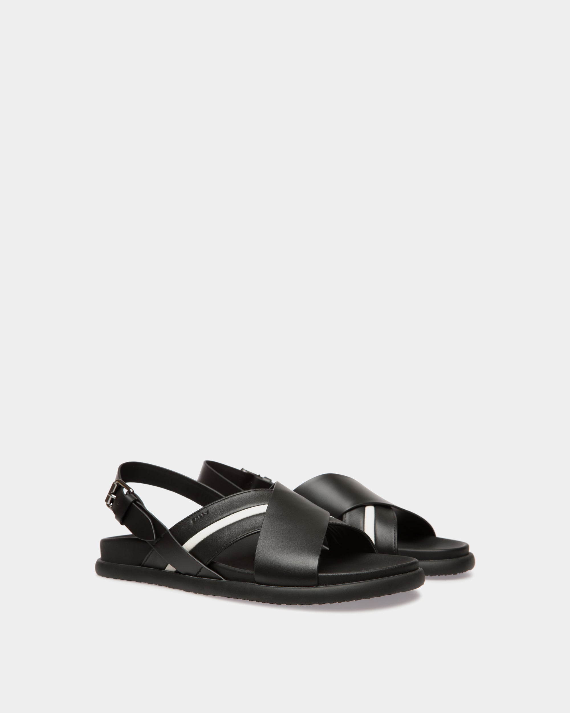 Bally Newport Sandal in Black Leather-in-Black-1-Bally Outlet
