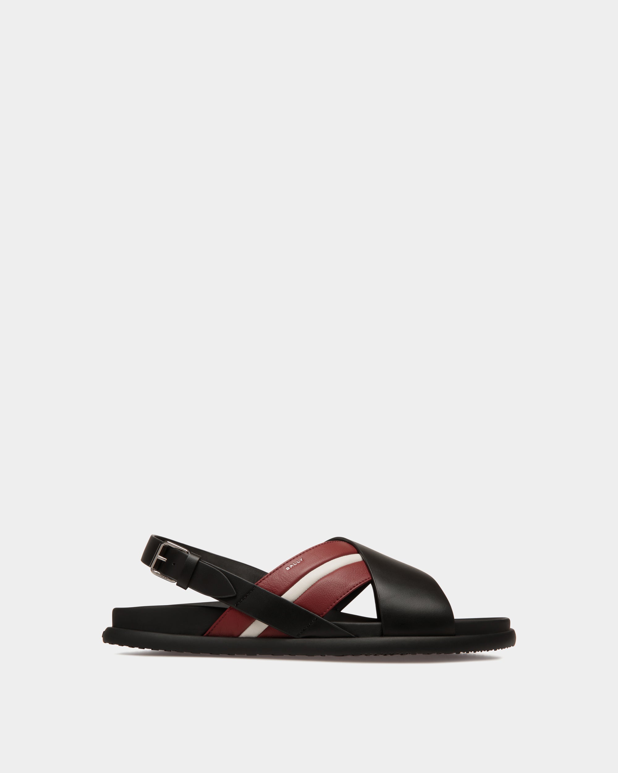 Bally Newport Sandal in Black And Red Leather-in-Black and Red-2-Bally Outlet