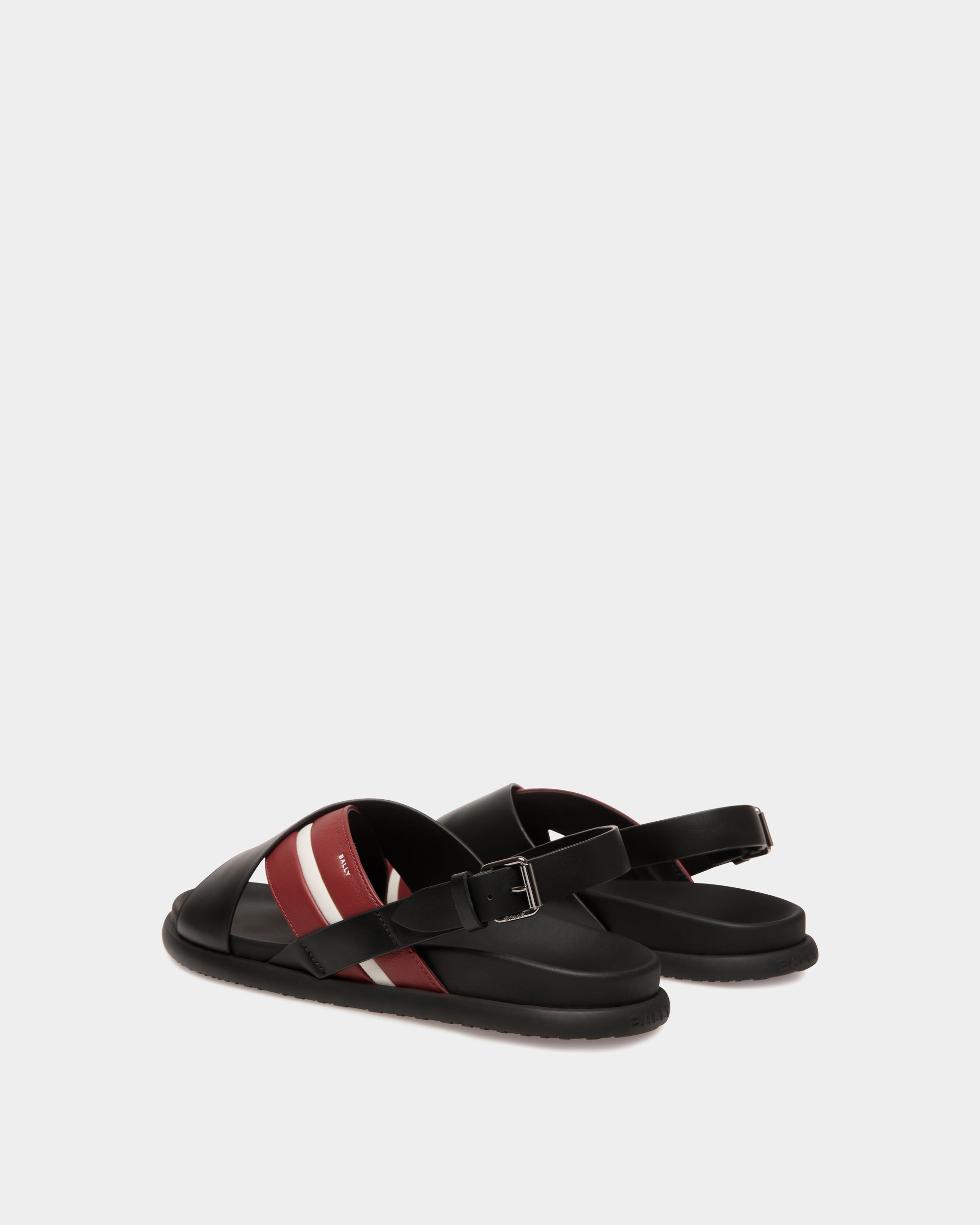 Bally Newport Sandal in Black And Red Leather-in-Black and Red-3-Bally Outlet