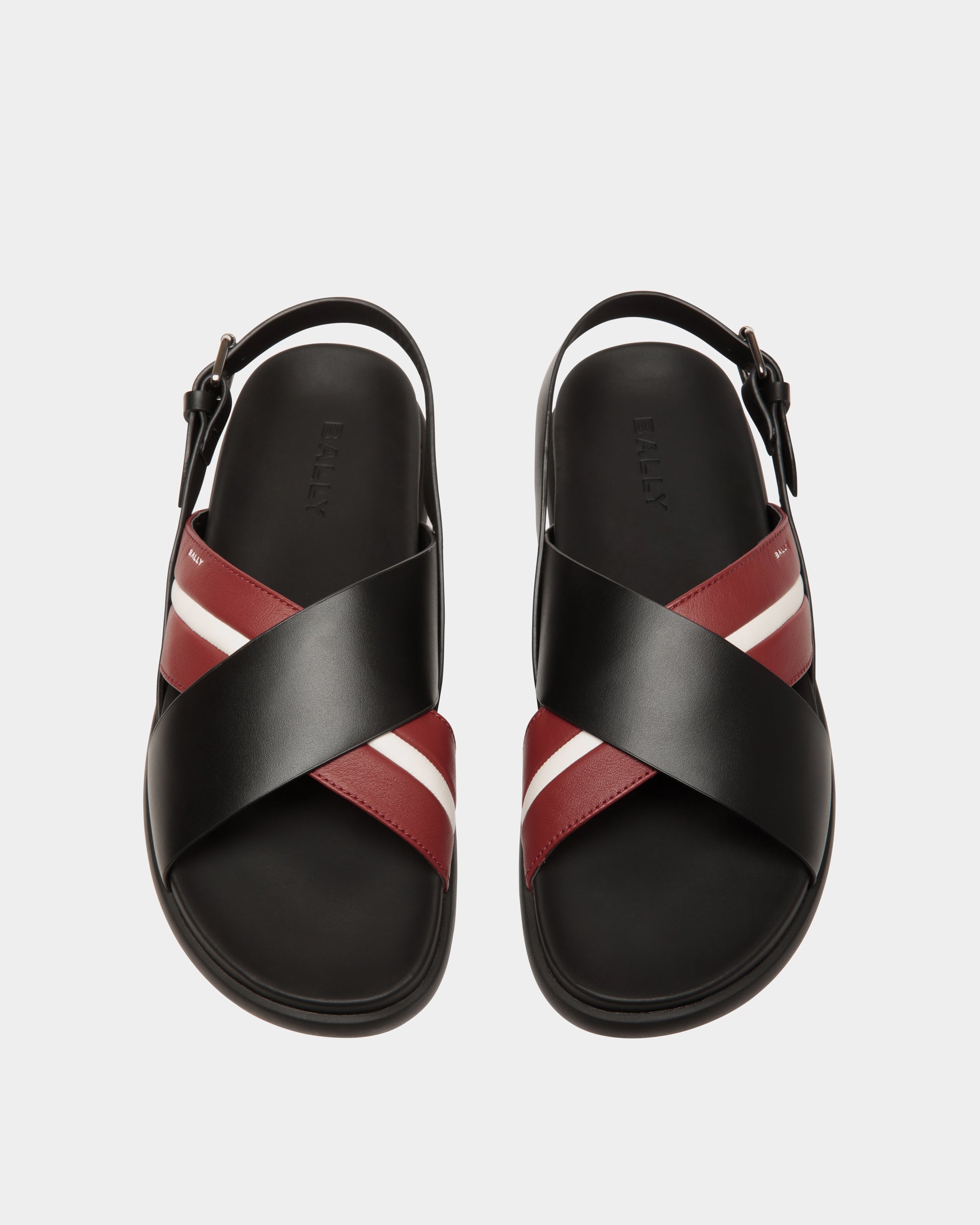 Bally Newport Sandal in Black And Red Leather-in-Black and Red-4-Bally Outlet