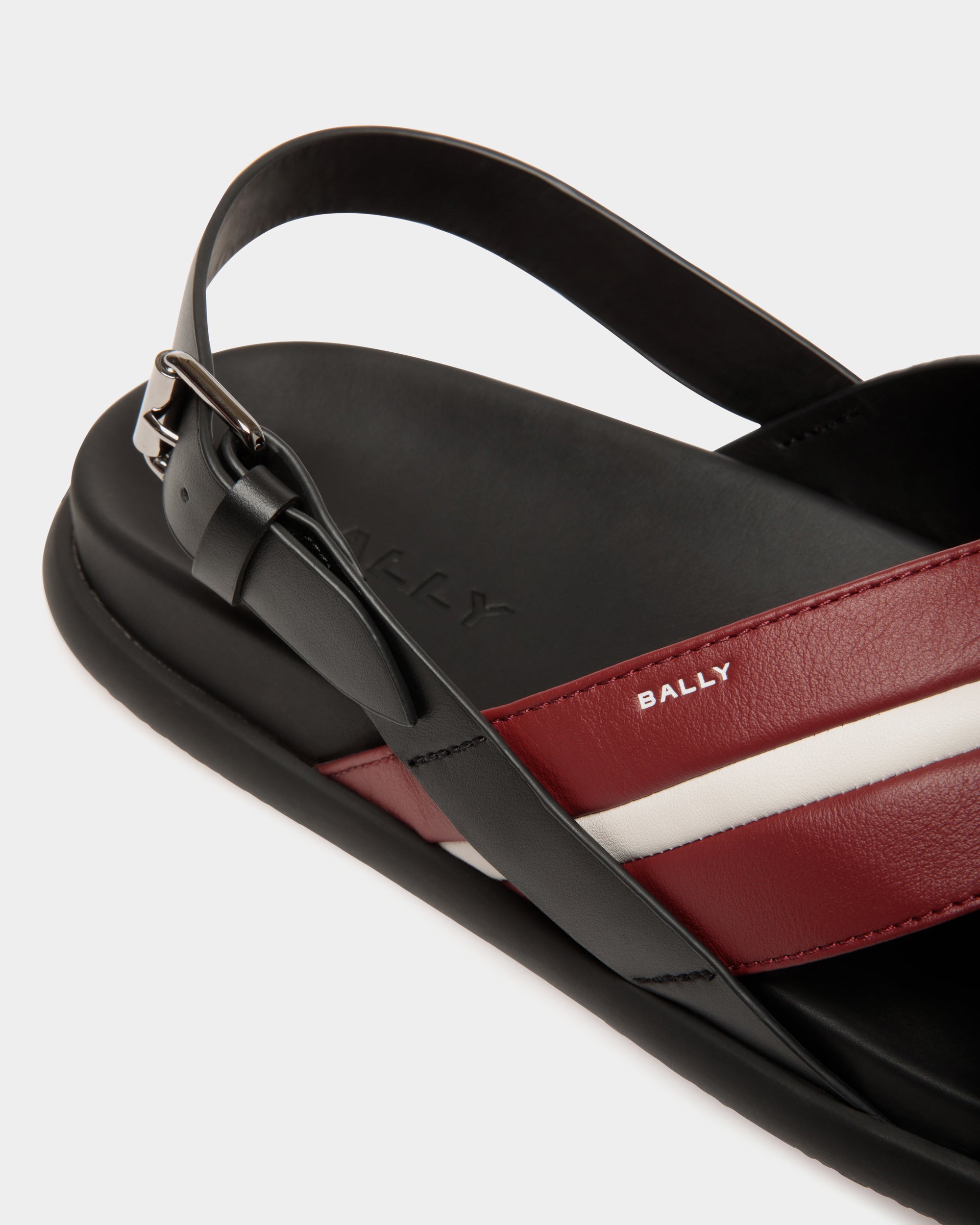 Bally Newport Sandal in Black And Red Leather-in-Black and Red-5-Bally Outlet