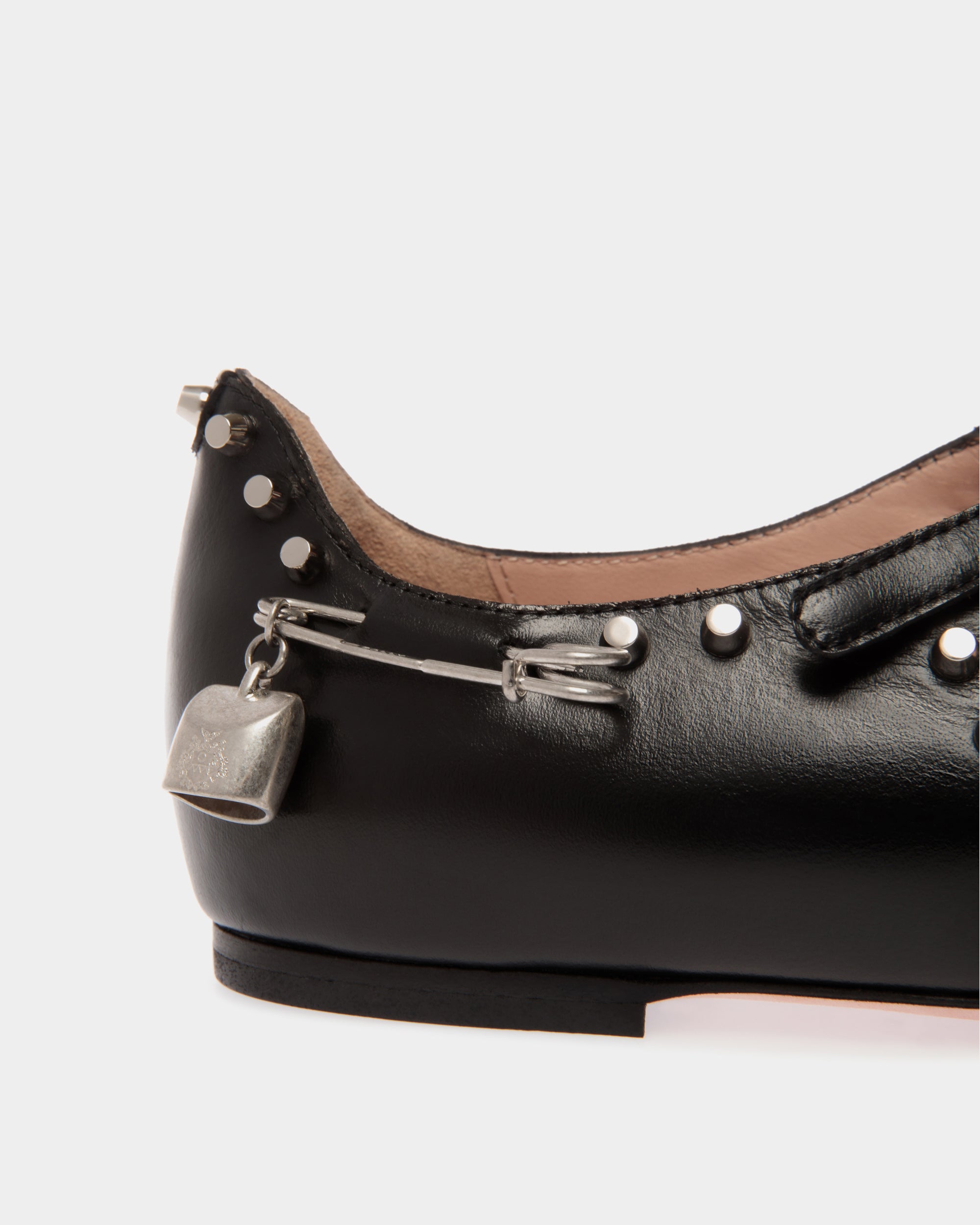 Bally Ballyrina Flat in Black Leather with Studs-in-Black-5-Bally Outlet