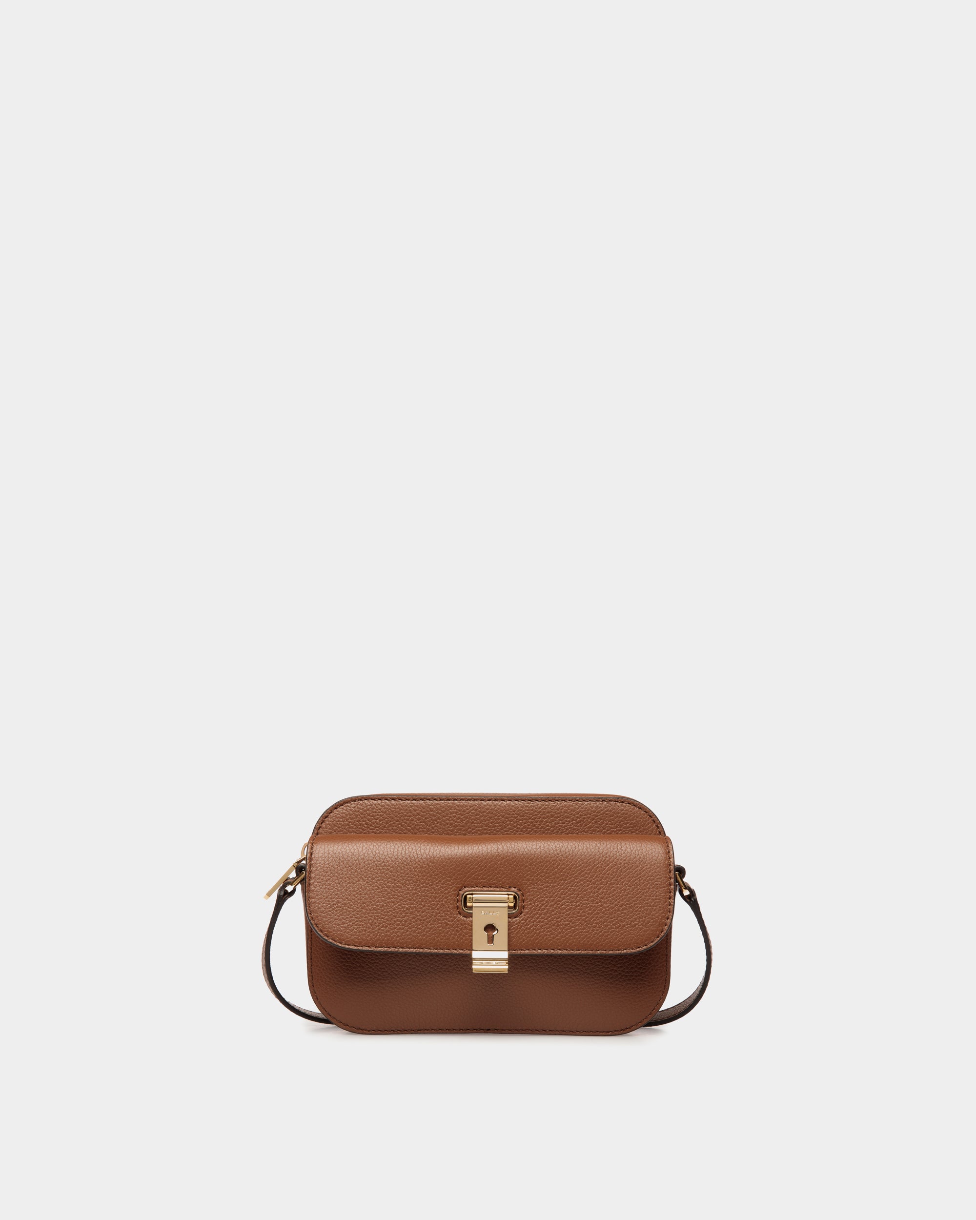 Bally Lock Me Small Top Handle Bag In Grained Leather-in-Brown-1-Bally Outlet