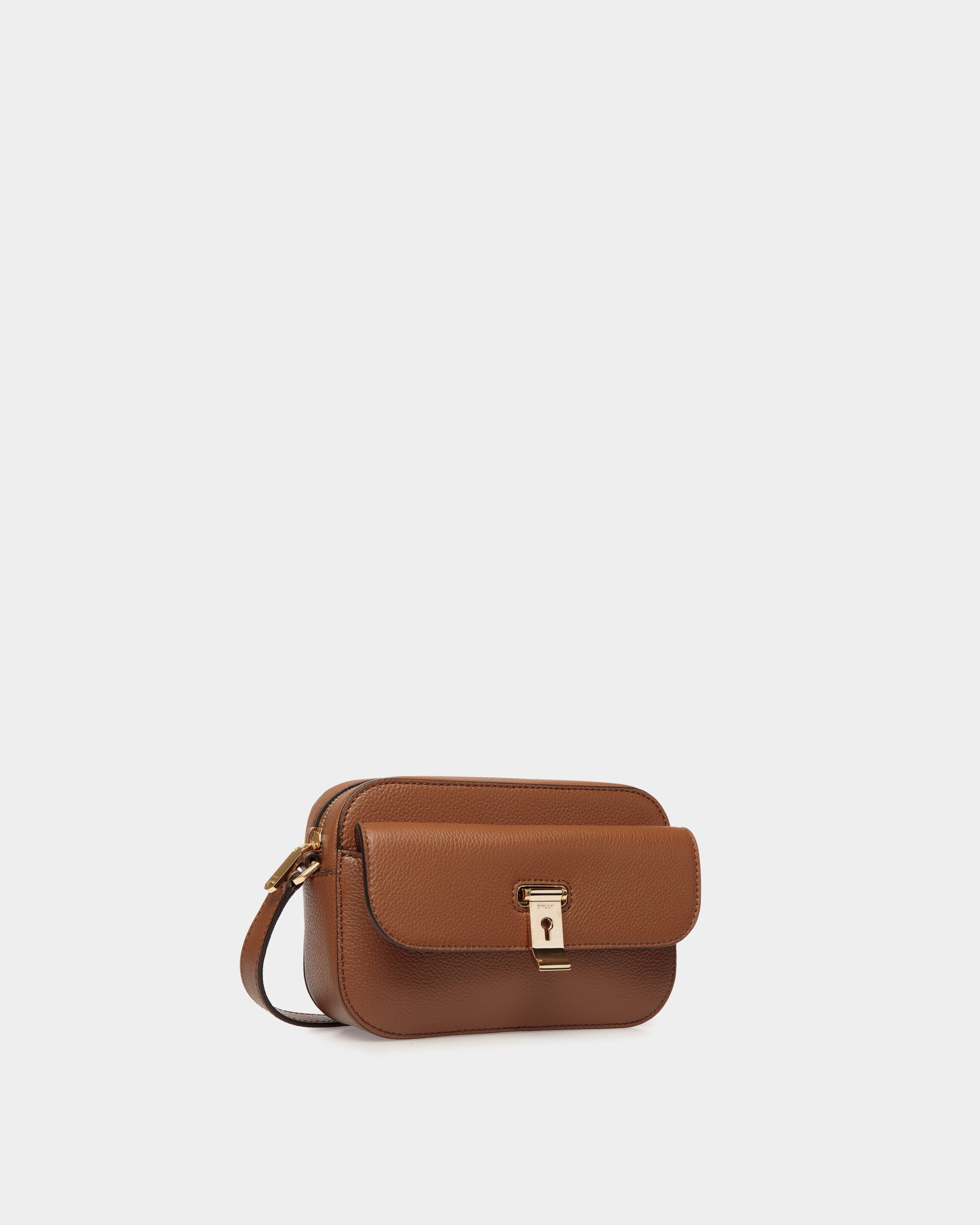 Bally Lock Me Small Top Handle Bag In Grained Leather-in-Brown-3-Bally Outlet