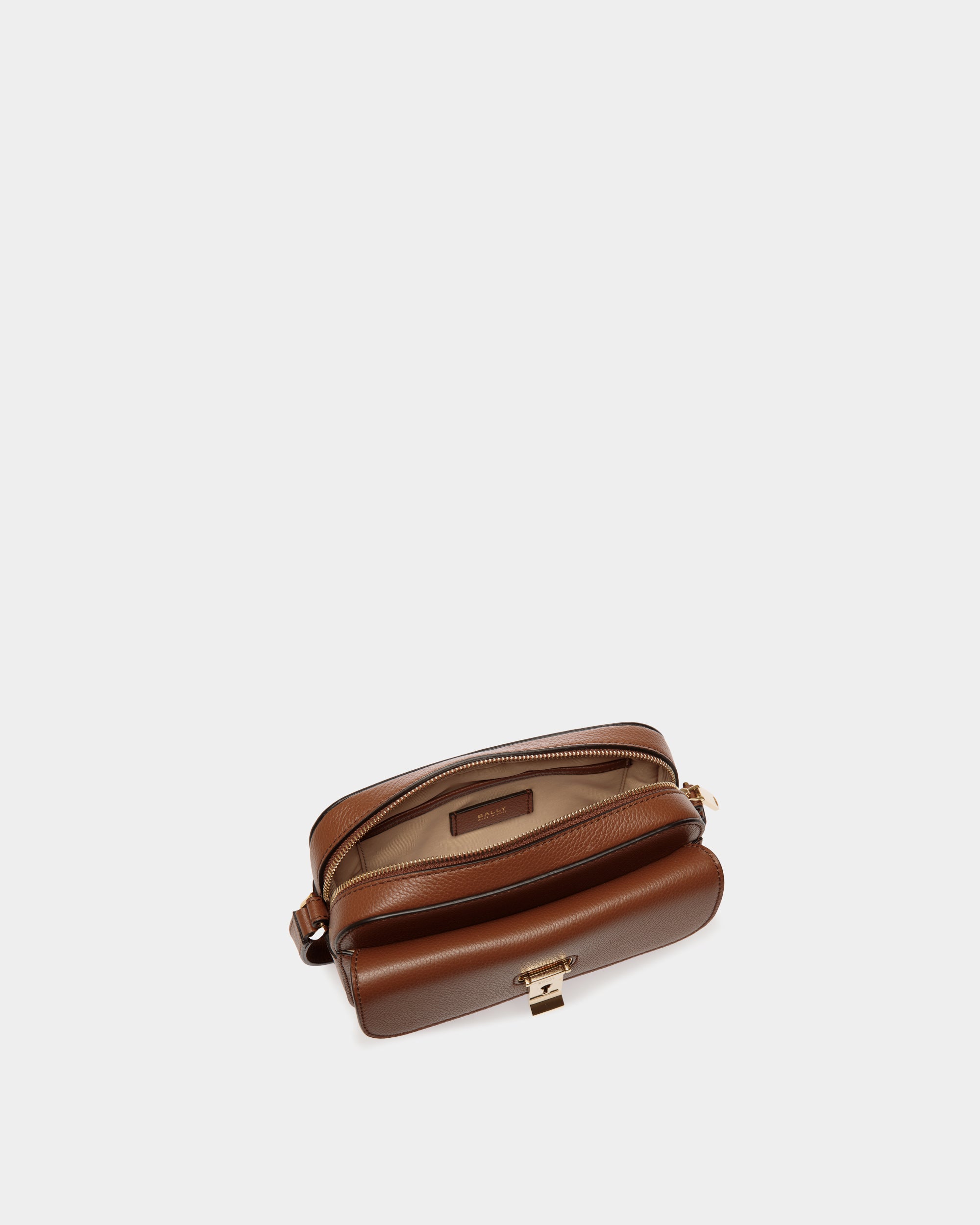 Bally Lock Me Small Top Handle Bag In Grained Leather-in-Brown-4-Bally Outlet