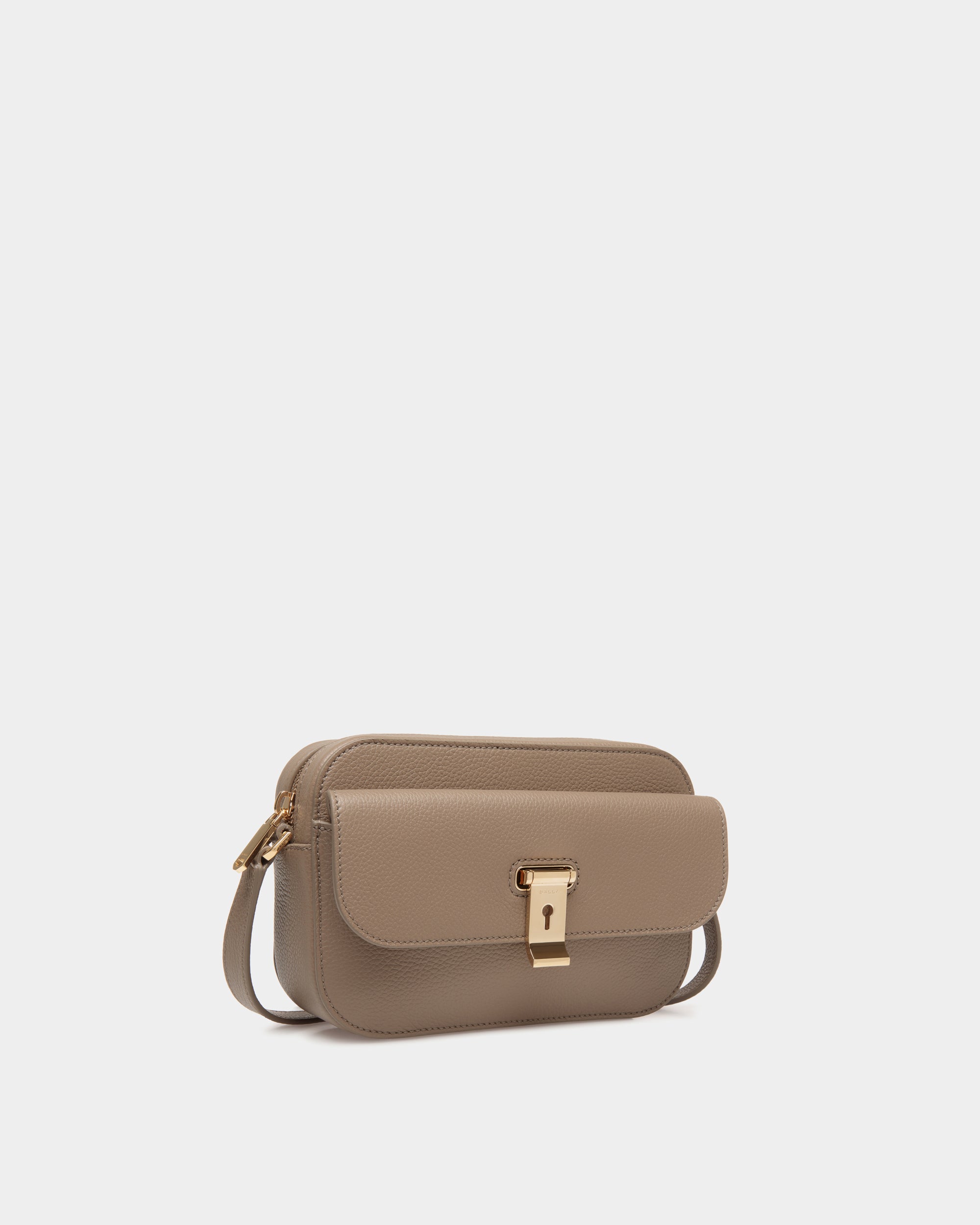 Bally Lock Me Small Crossbody Bag in Grained Leather-in-Beige-3-Bally Outlet