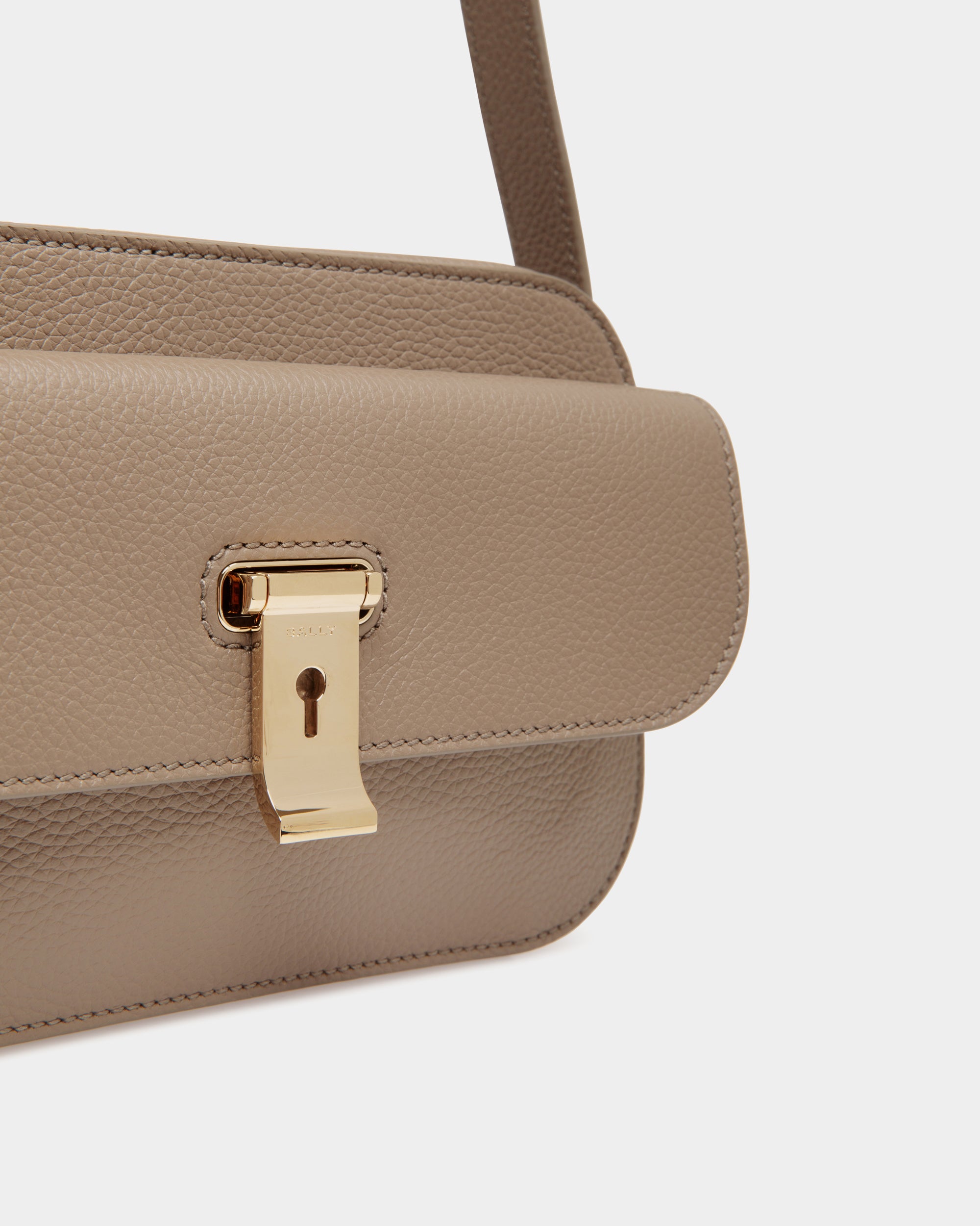 Bally Lock Me Small Crossbody Bag in Grained Leather-in-Beige-5-Bally Outlet