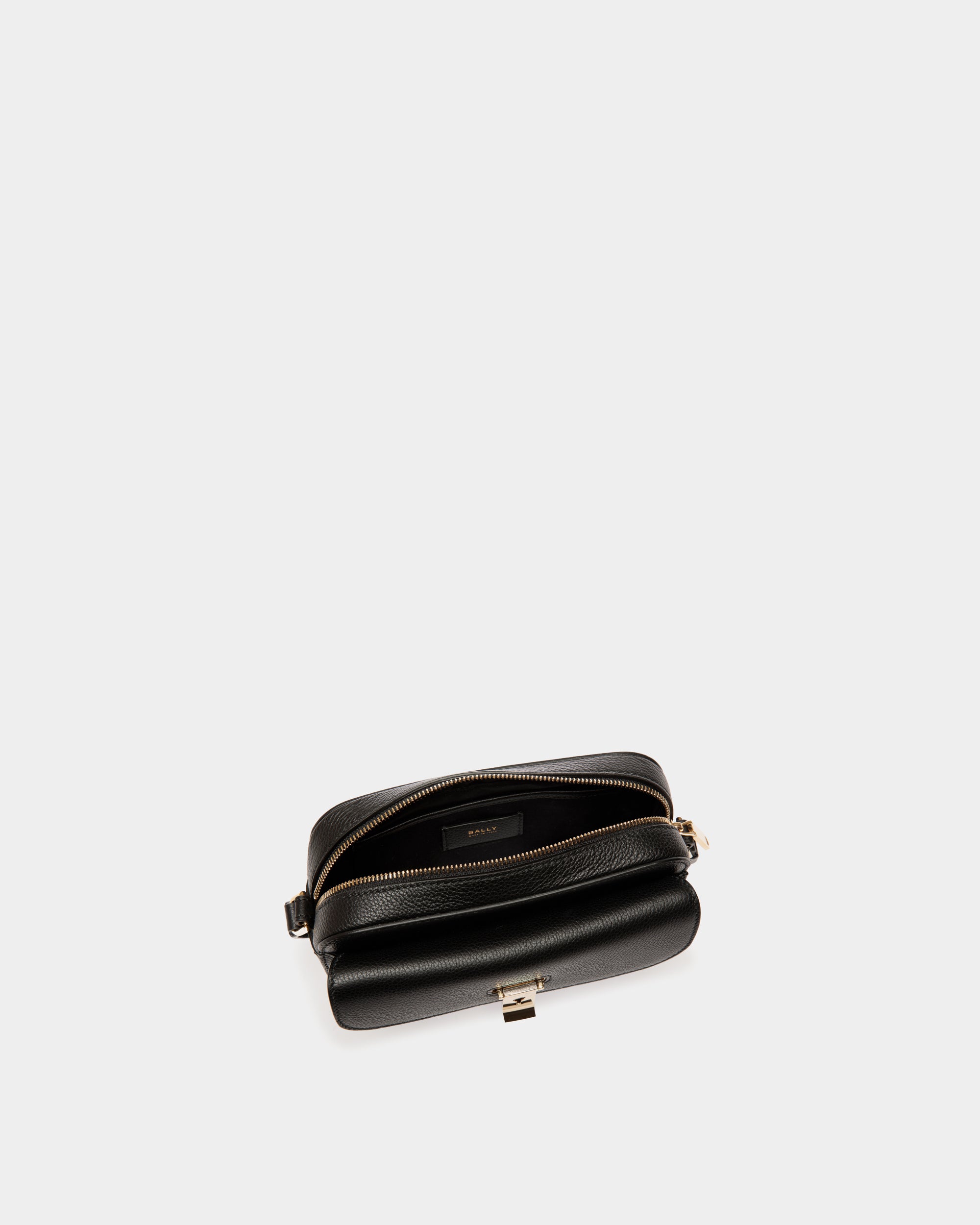 Bally Lock Me Small Crossbody Bag in Grained Leather-in-Black-4-Bally Outlet