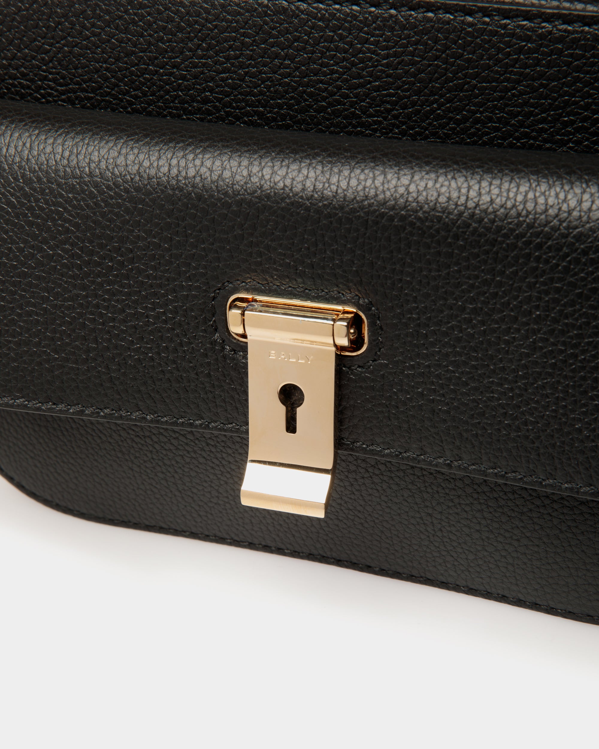 Bally Lock Me Small Crossbody Bag in Grained Leather-in-Black-5-Bally Outlet