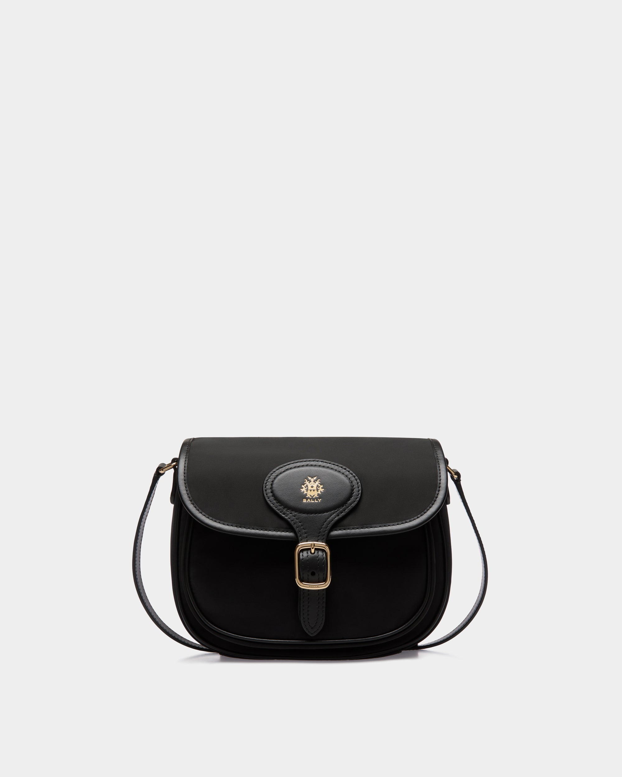 Bally B-Light Small Crossbody Bag in Black Nylon and Leather-in-Black-1-Bally Outlet