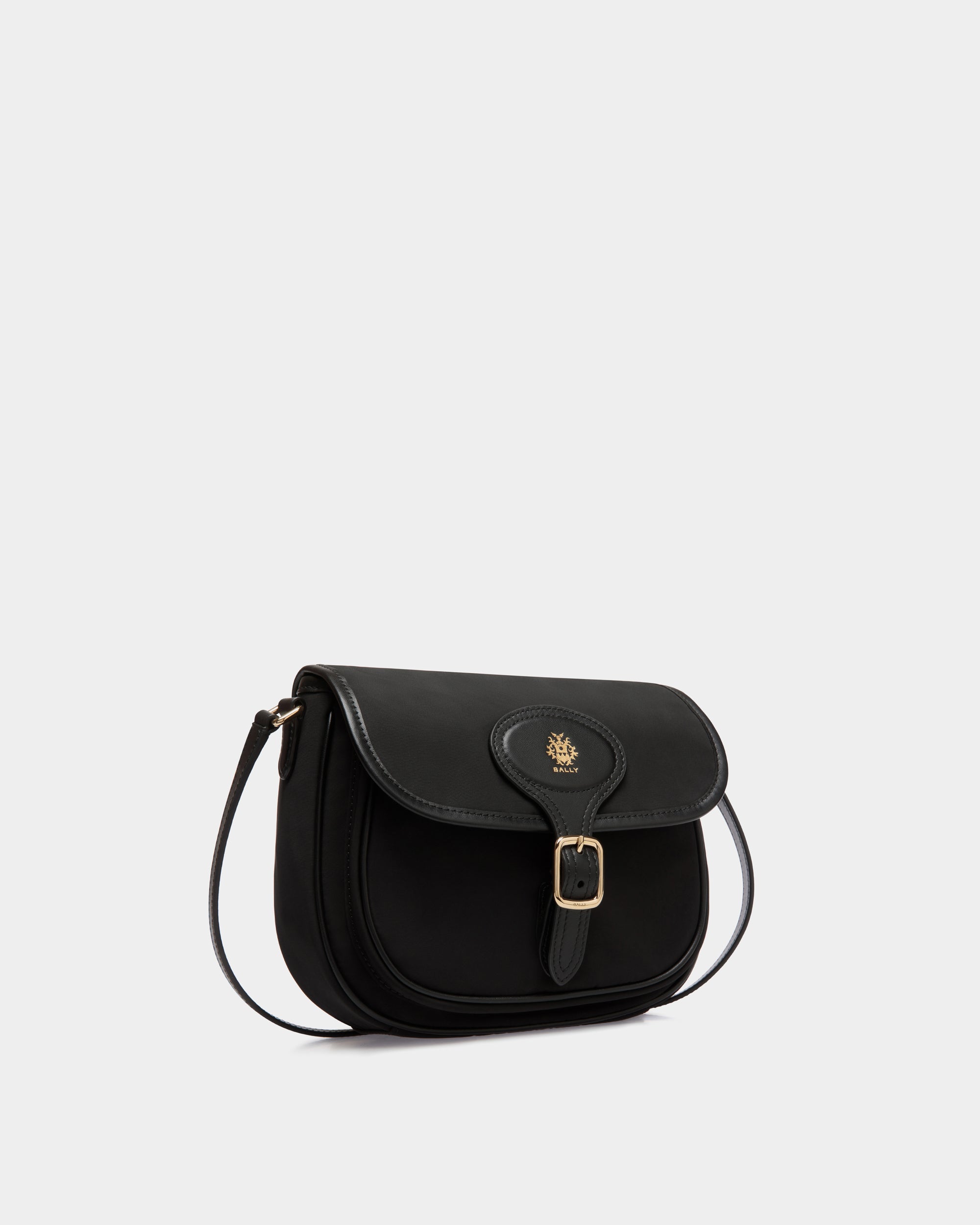 Bally B-Light Small Crossbody Bag in Black Nylon and Leather-in-Black-3-Bally Outlet