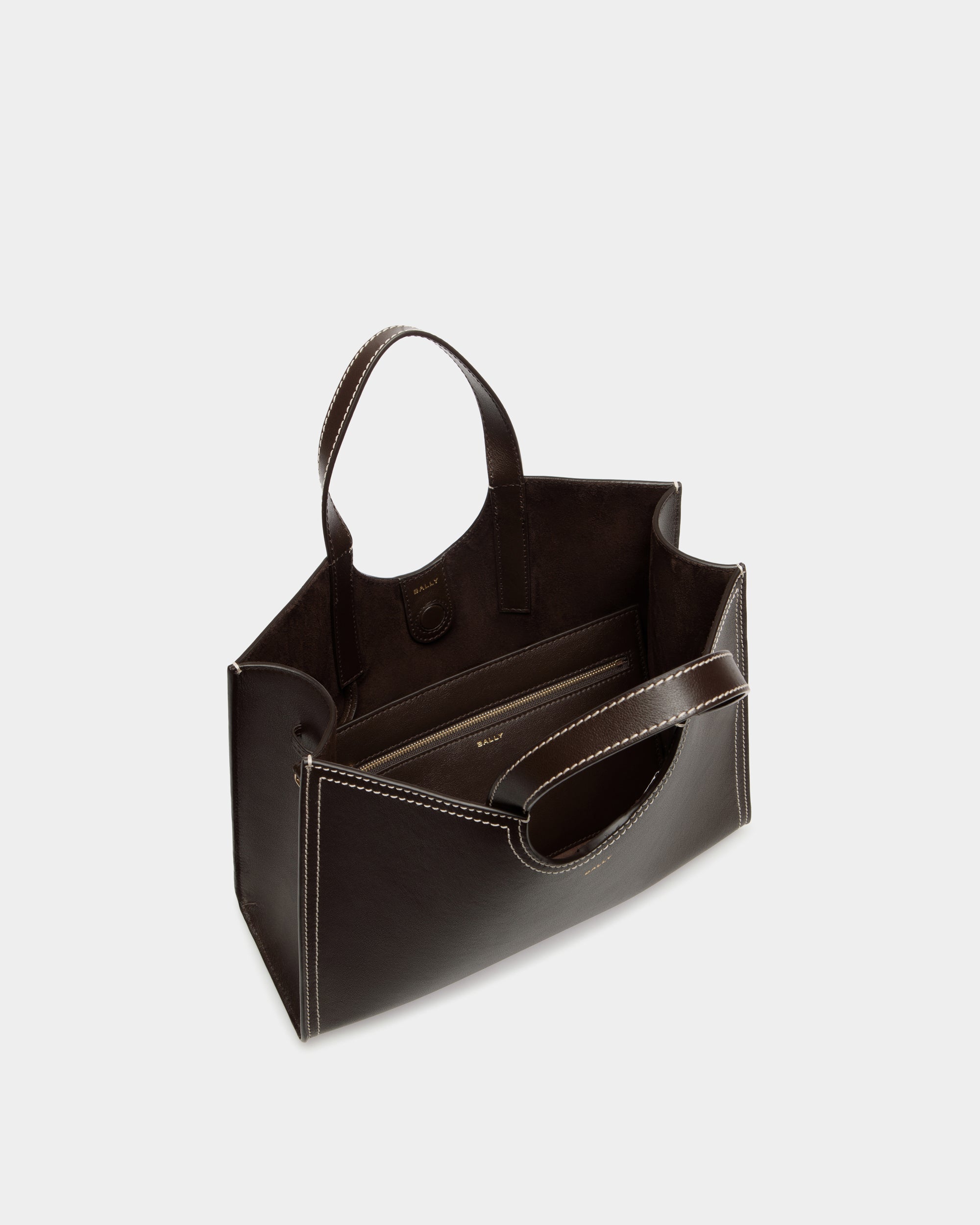 Bally Easy Bally Tote Bag in Ebano Leather-in-Brown-4-Bally Outlet